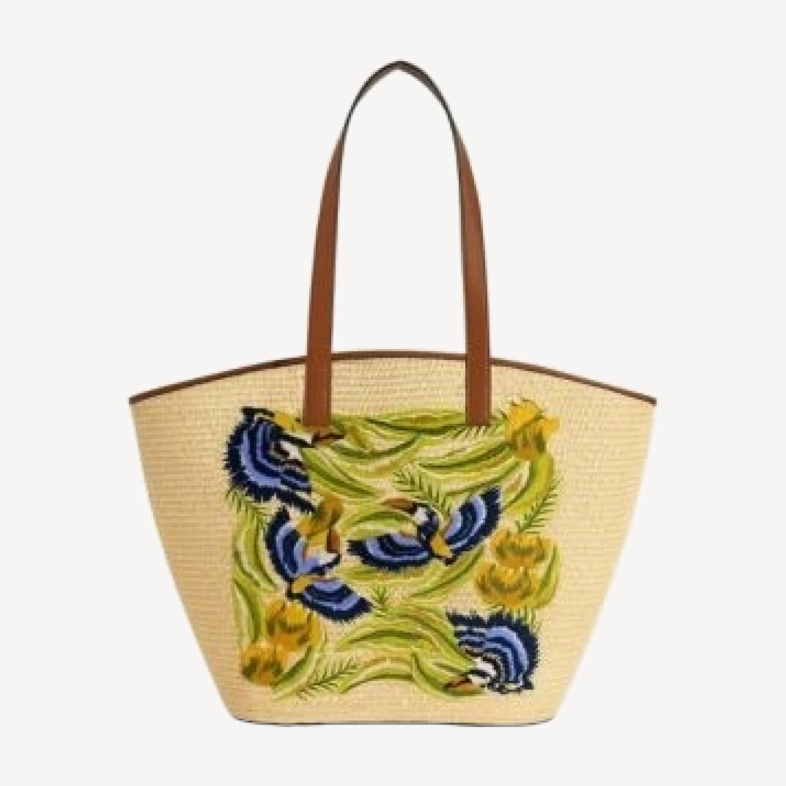 Farm Rio Raffia Basket Tote Bag