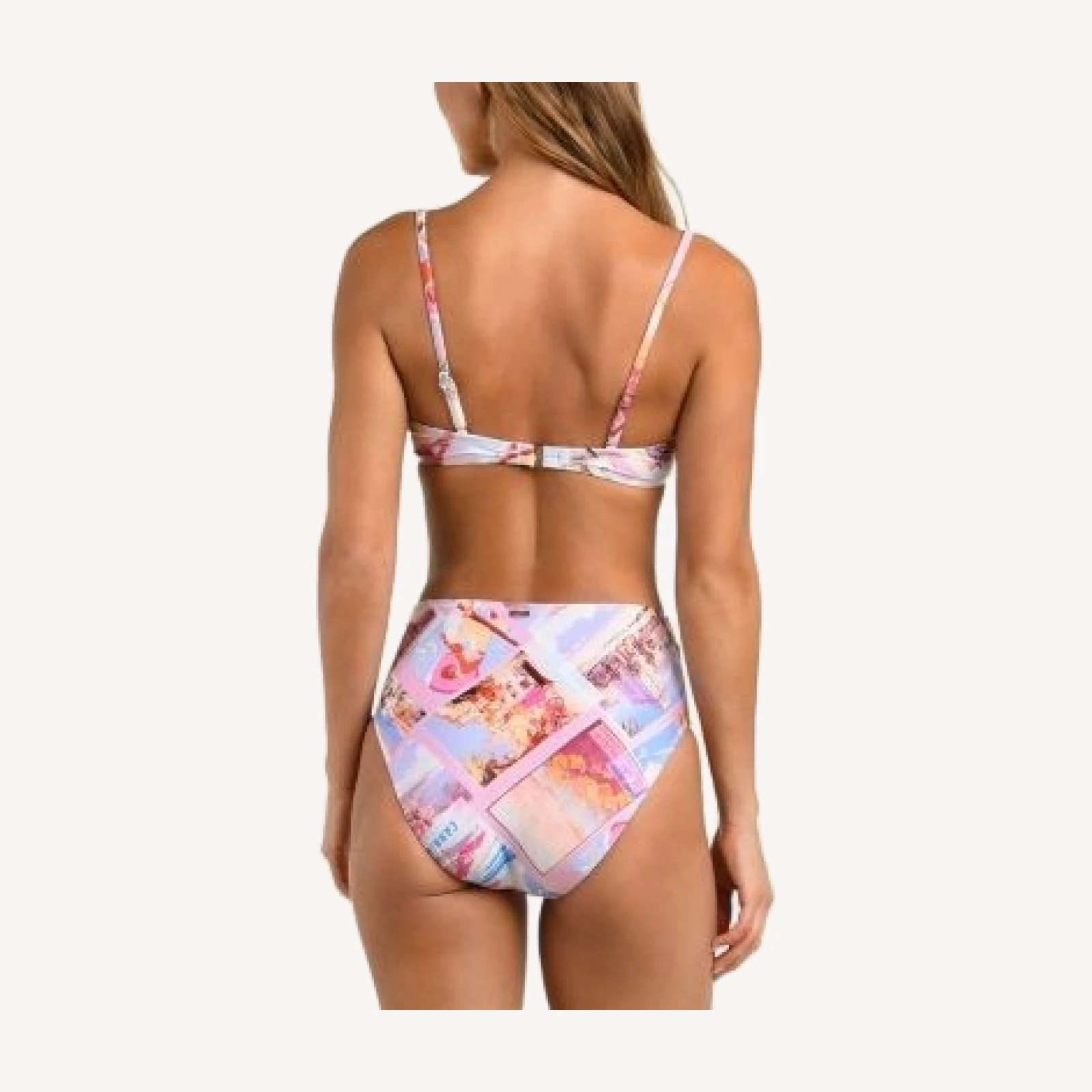 L'Agence Vanessa Postcard Print High Waist Bikini Bottom