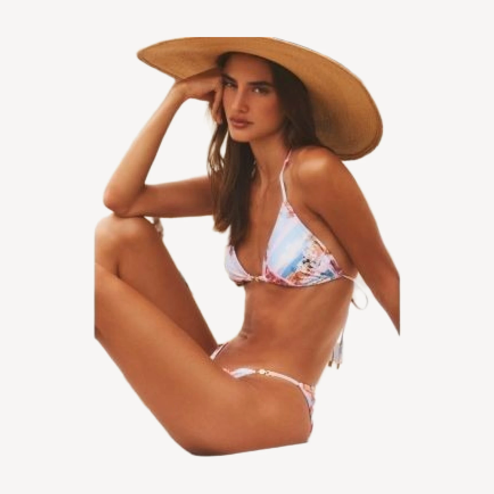 L'Agence Kristin Postcard Print Tri Slider Bikini Top