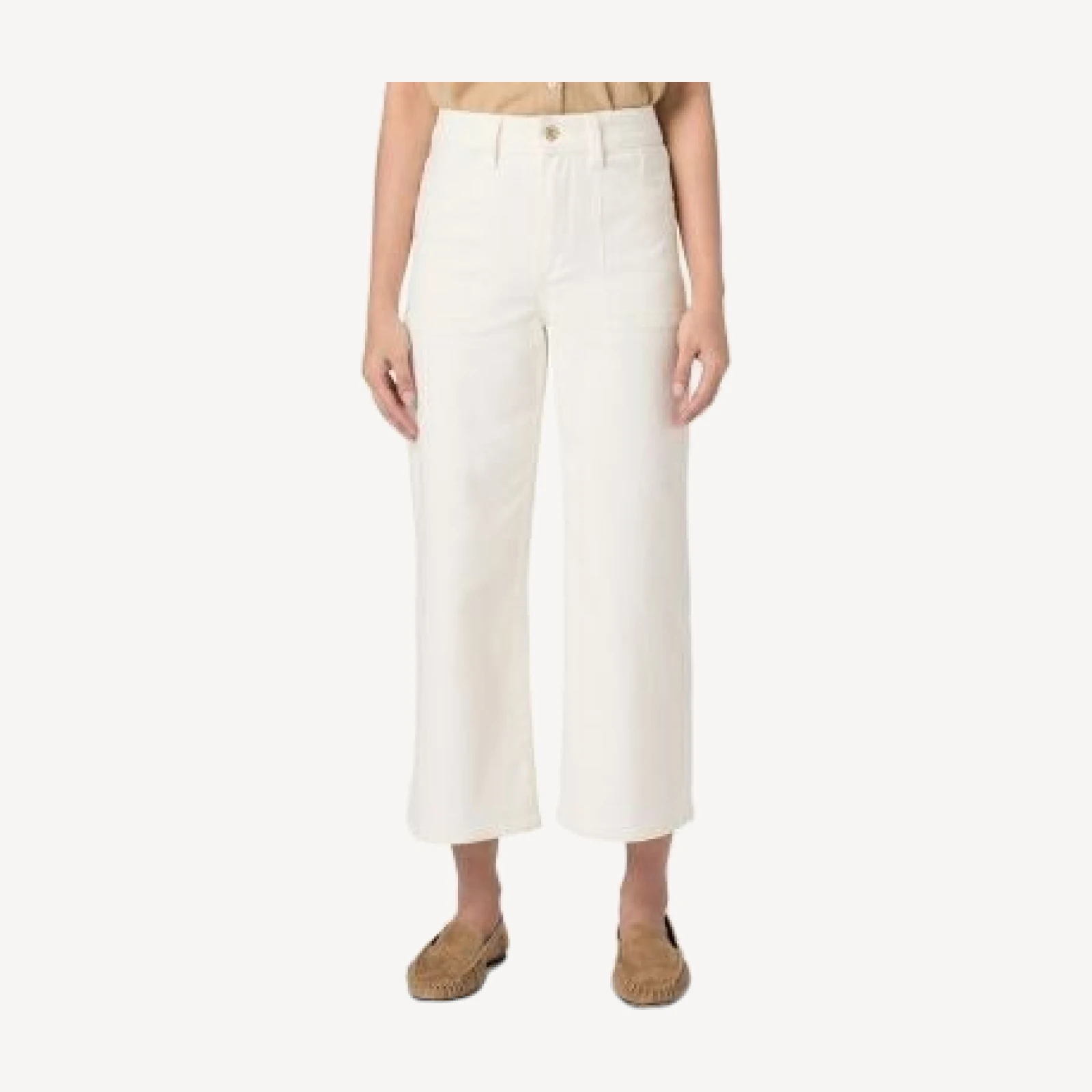 Paige Anessa Petite High Rise Wide Leg Jeans in Tonal Ecru