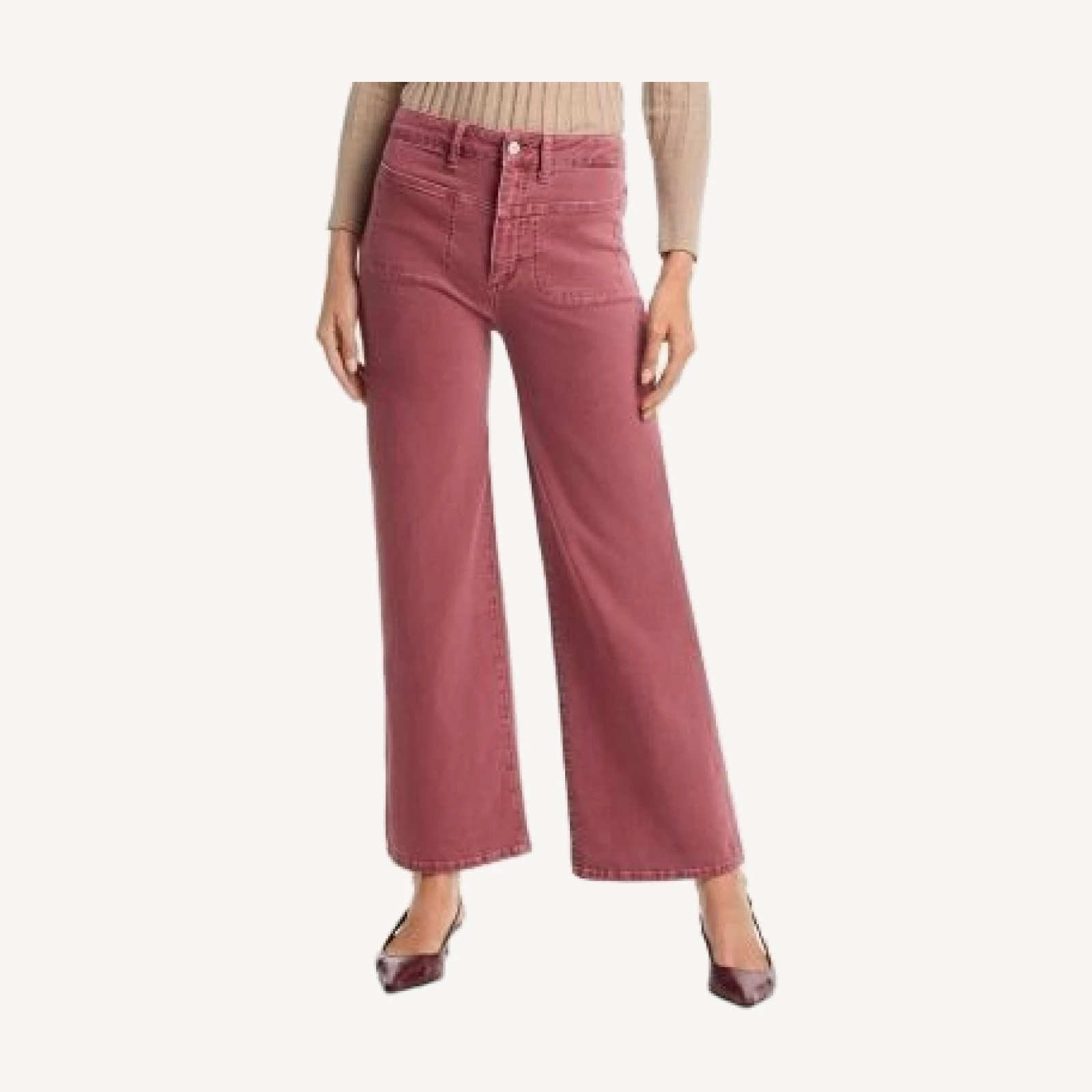 Paige Anessa High Rise Wide Leg Jeans in Vintage Brick Berry