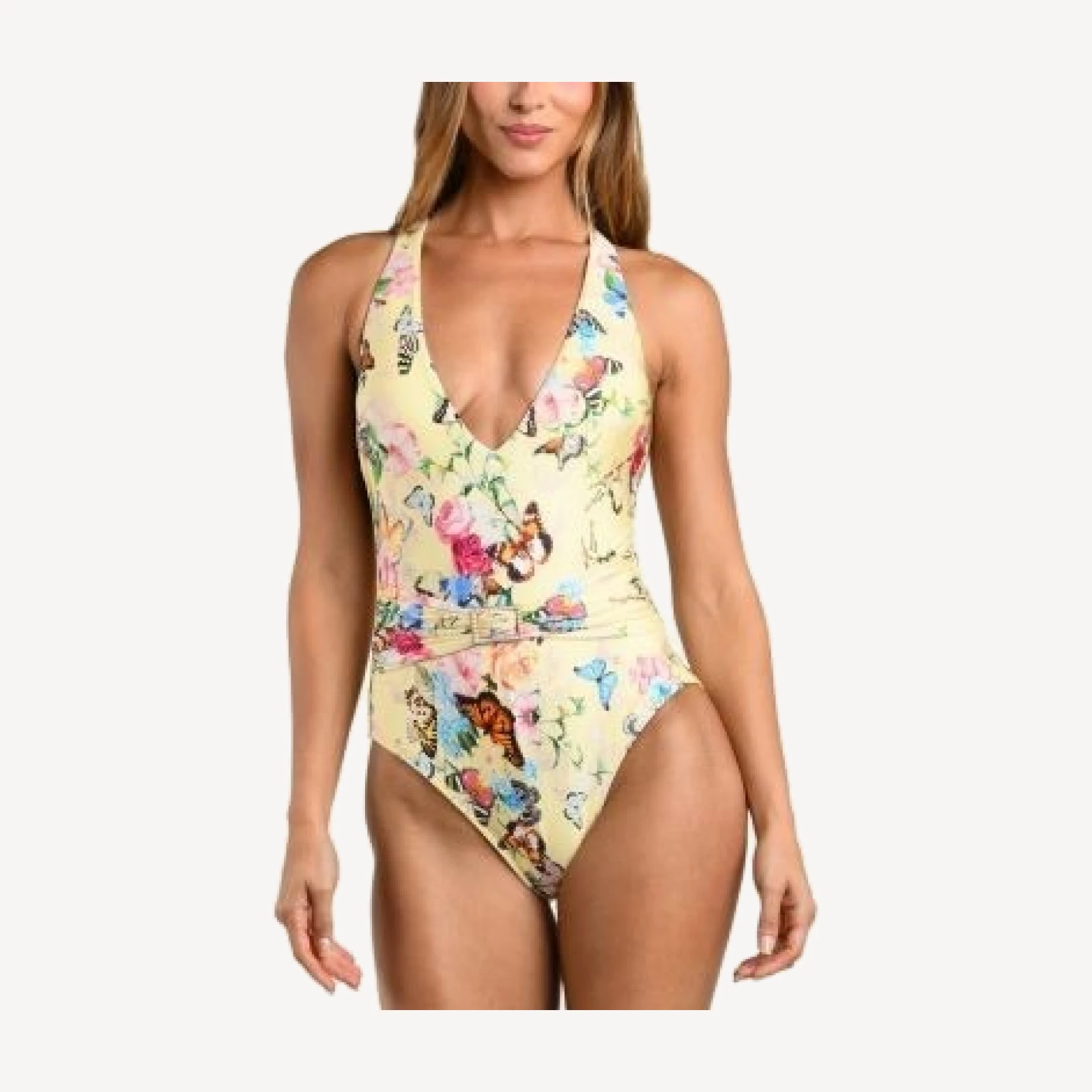 L'Agence Lisa Garden Butterflies Plunge One Piece Swimsuit