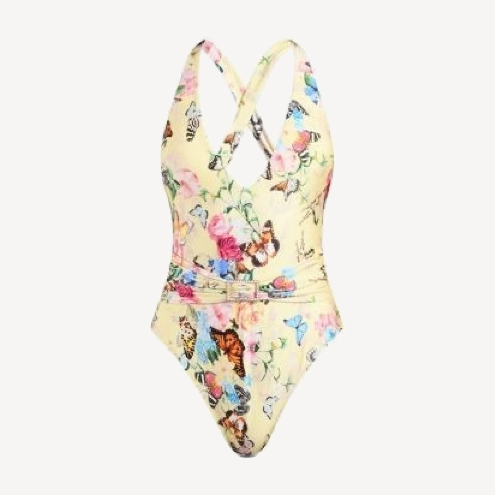 L'Agence Lisa Garden Butterflies Plunge One Piece Swimsuit