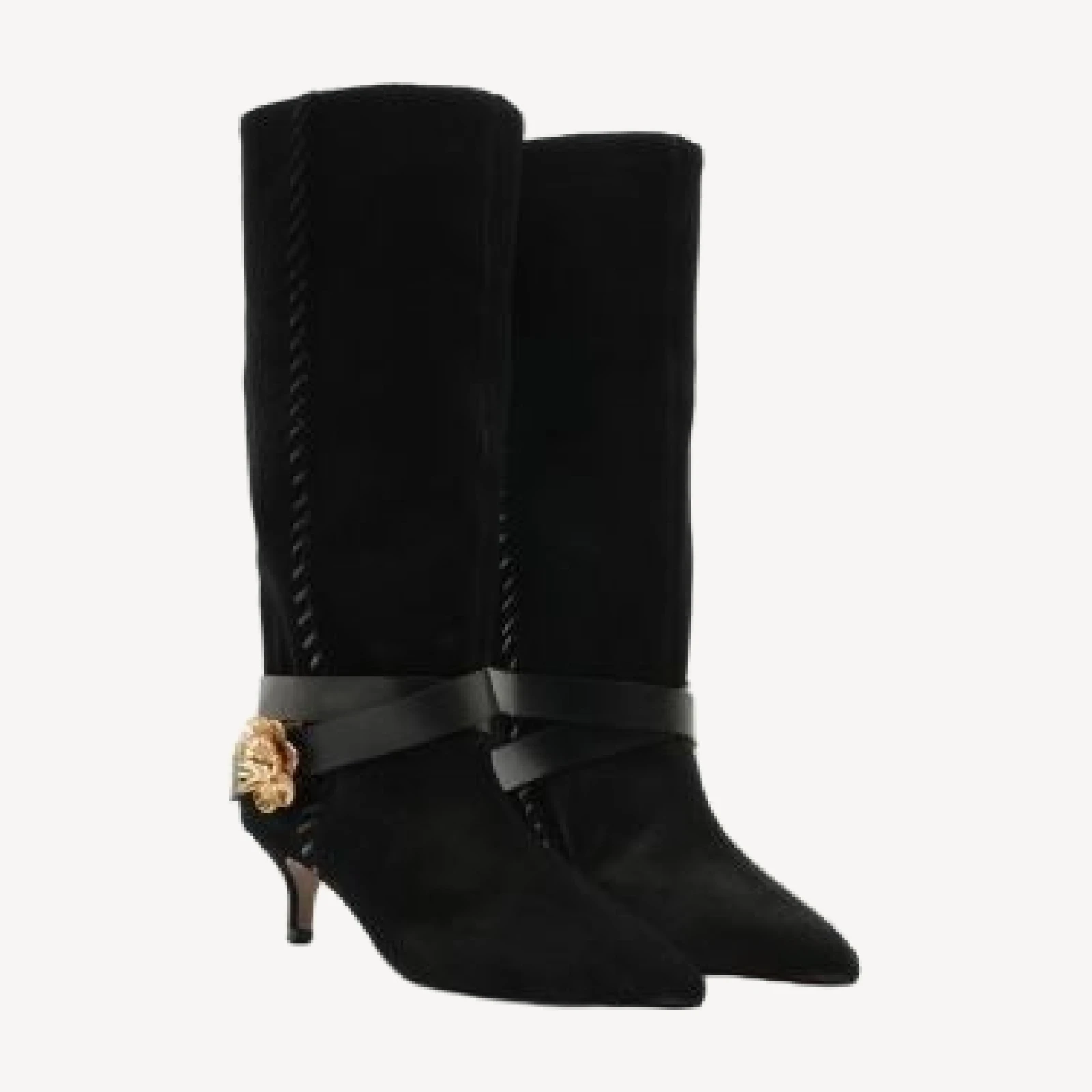 Farm Rio Women's Kitten Belted Suede Boots
