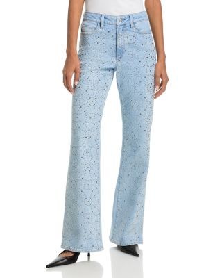 Paige Sofia Embellished Mid Rise Jeans in Flora Embellished
