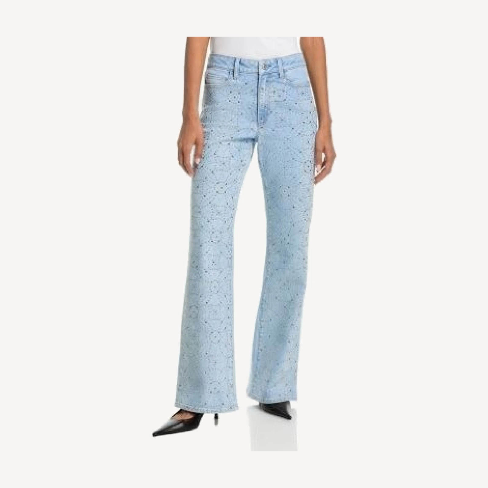 Paige Sofia Embellished Mid Rise Jeans in Flora Embellished