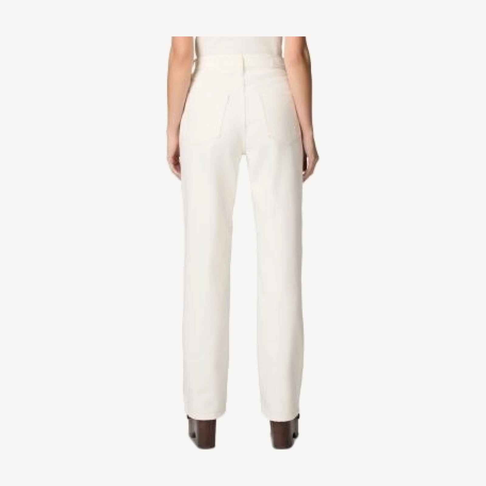 Paige Sawyer High Rise Wide Leg Jeans in Tonal Ecru Embroidered