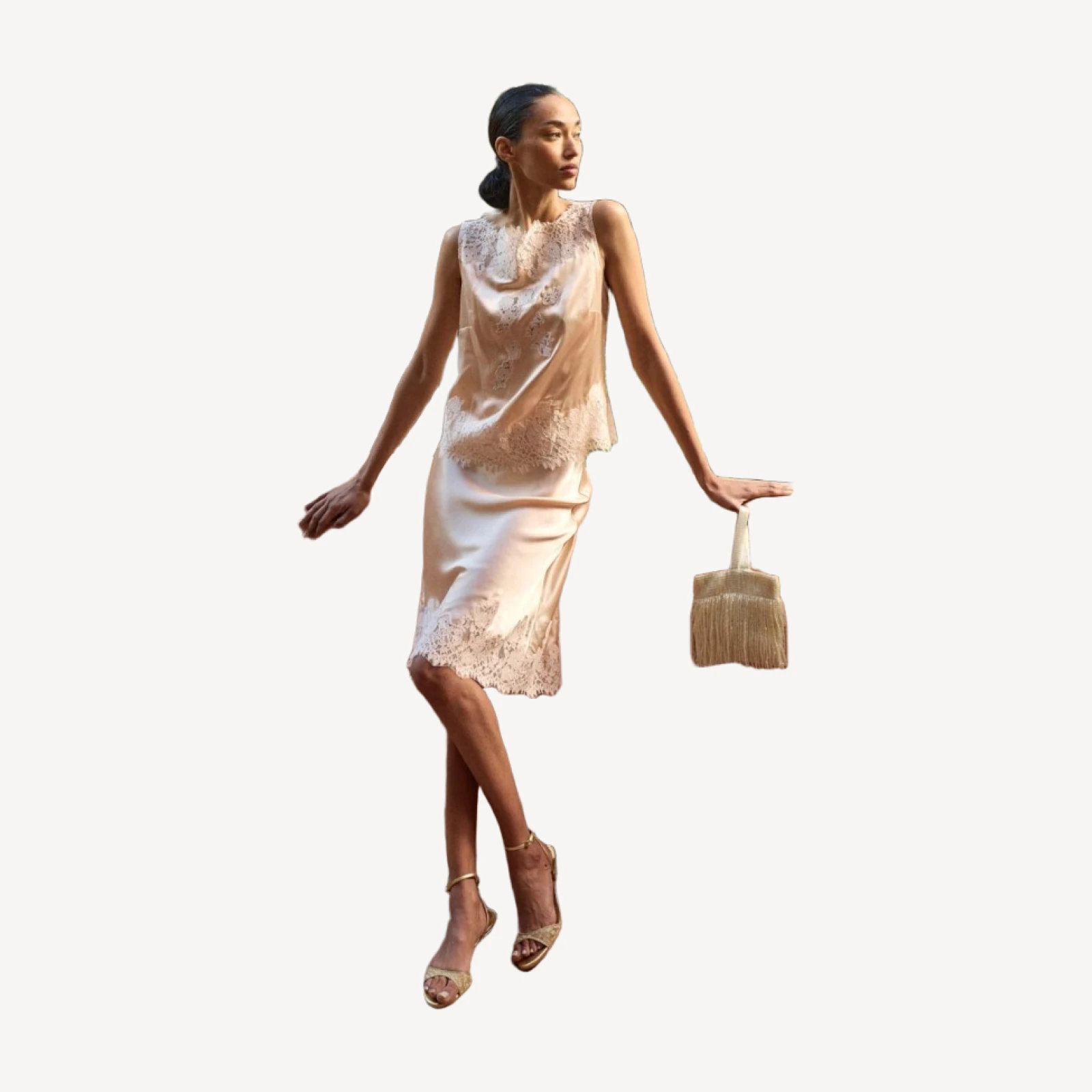 BALFOUR BEADED BAG -- CHAMPAGNE