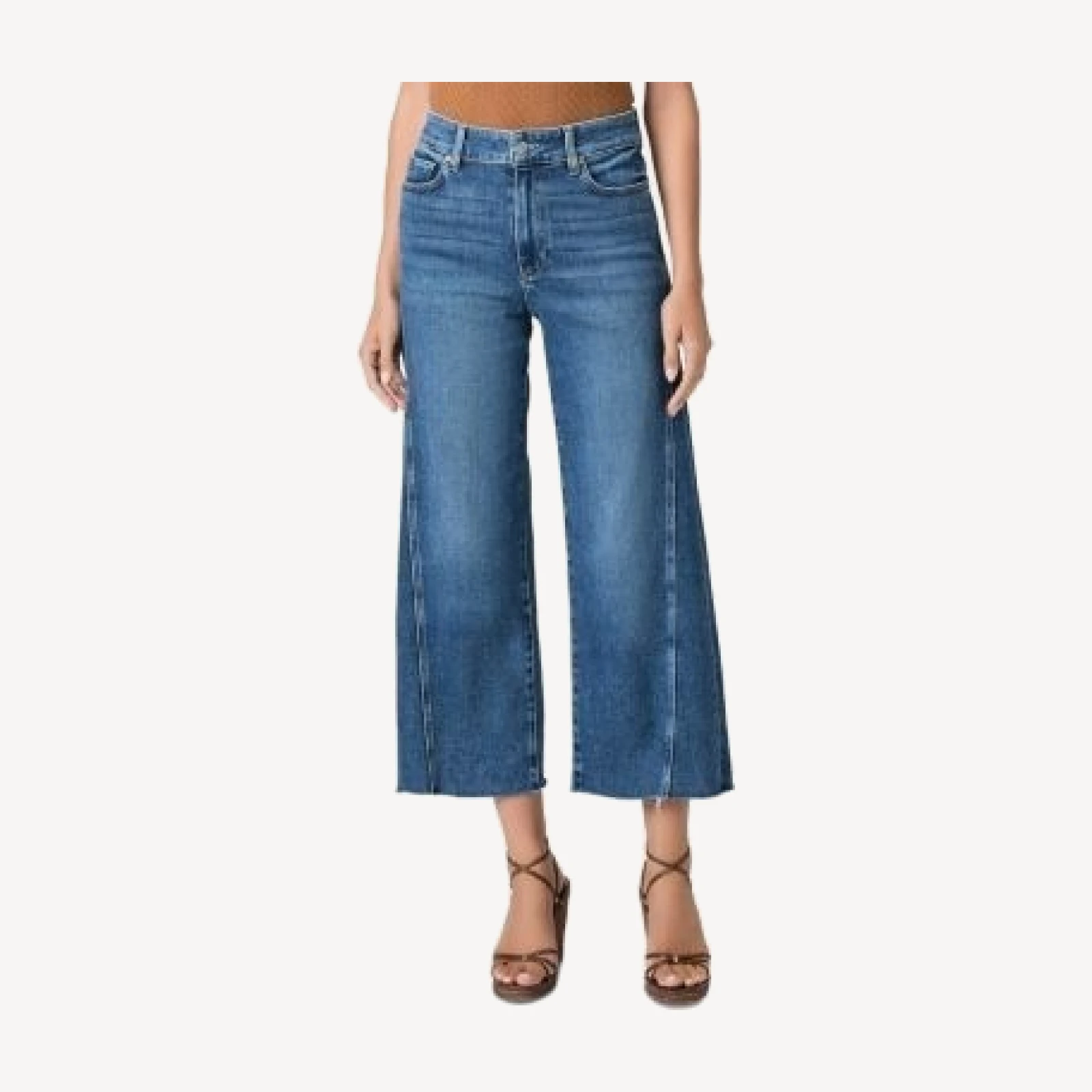 Paige Anessa Twisted Outseam High Rise Wide Ankle Jeans in Hollyhock