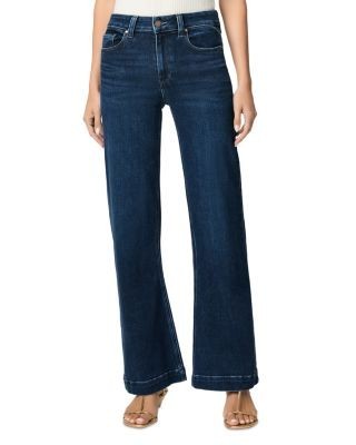 Paige Leenah Cotton Stretch High Rise Wide Leg Jeans in Basilica