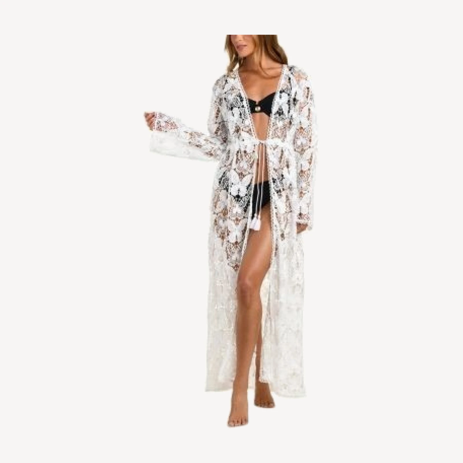 L'Agence Butterfly Crocheted Cover Up Robe
