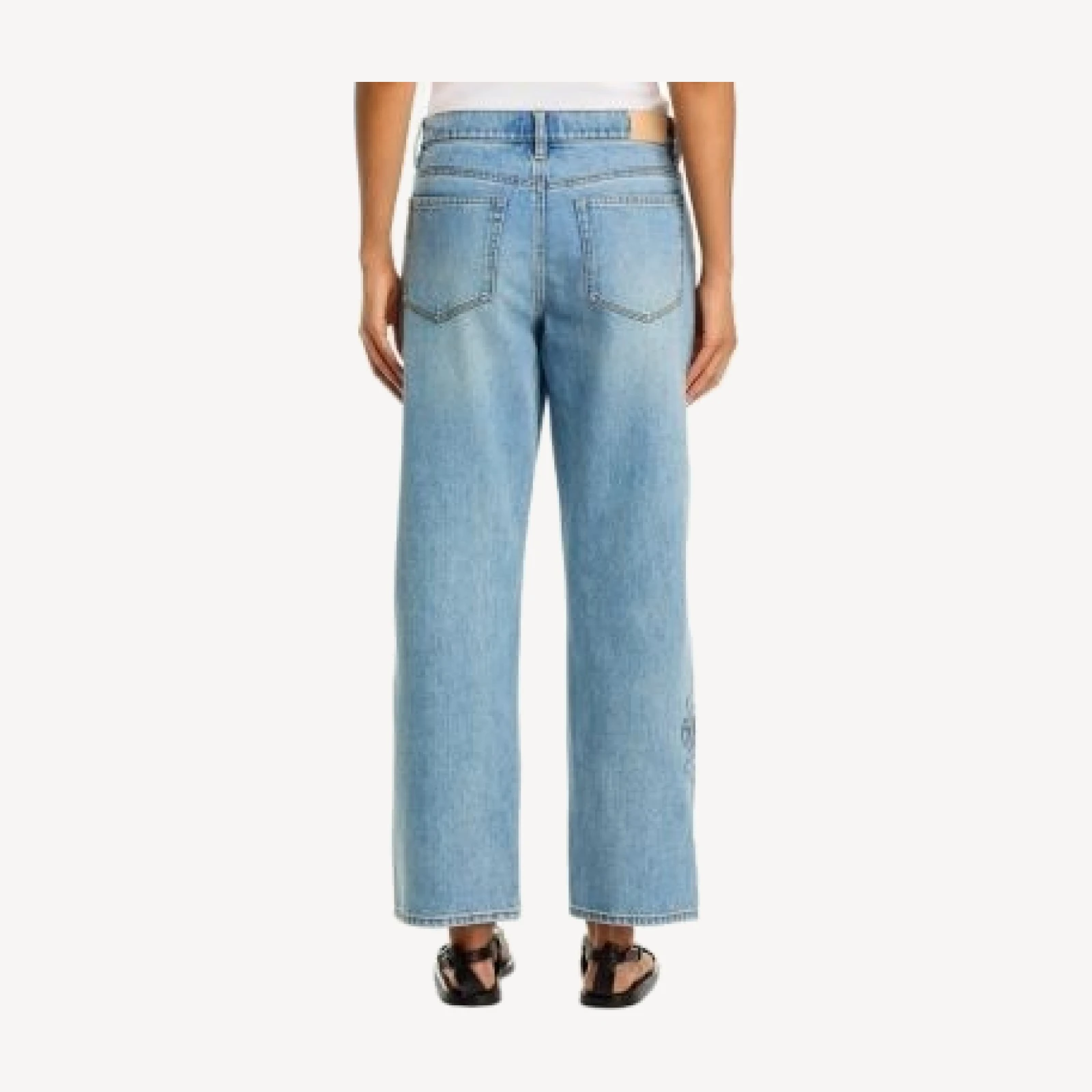 Paige Rylann High Rise Ankle Straight Jeans in Sail On Embroidered