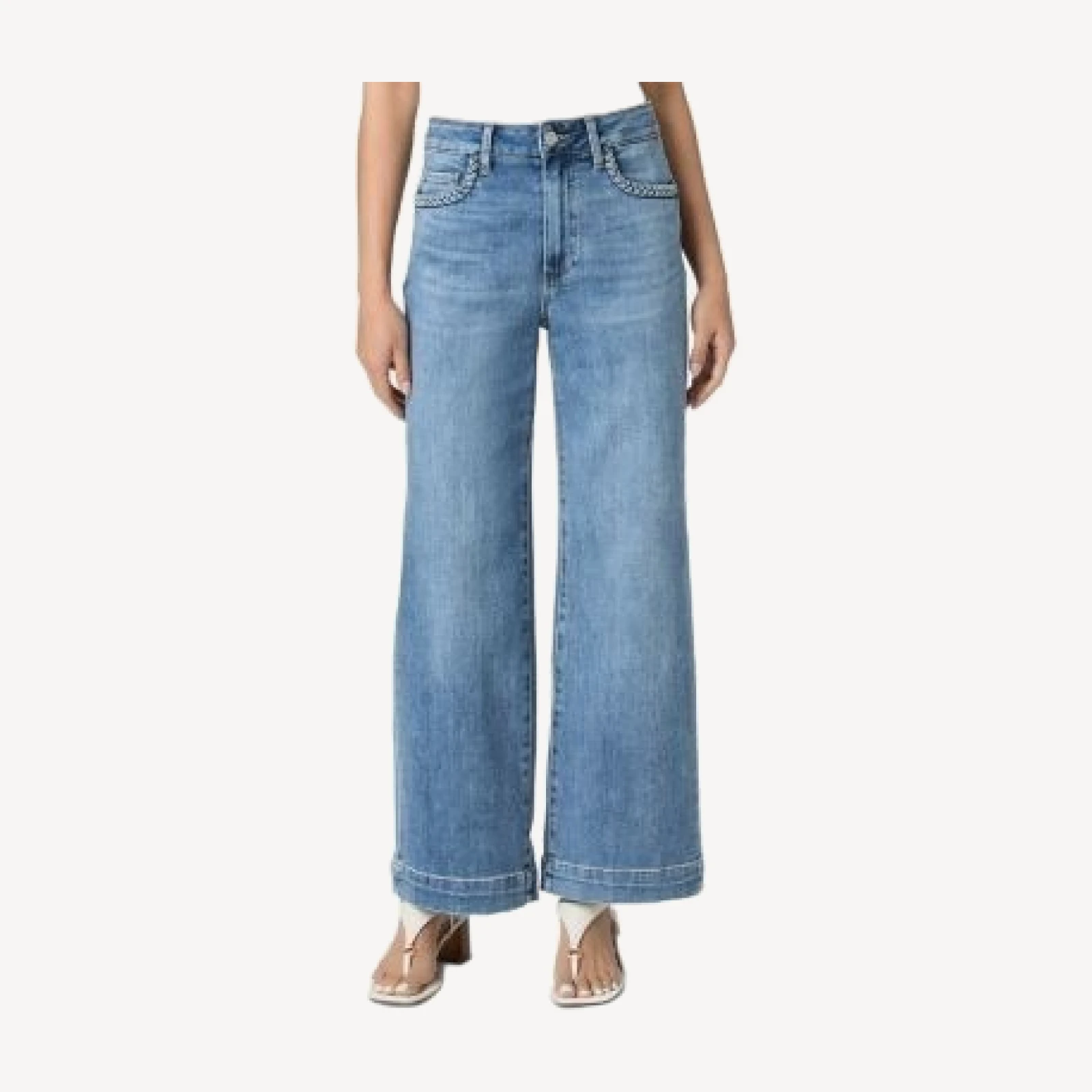 Paige Petite Anessa Braided Pocket High Rise Wide Jeans in Encino