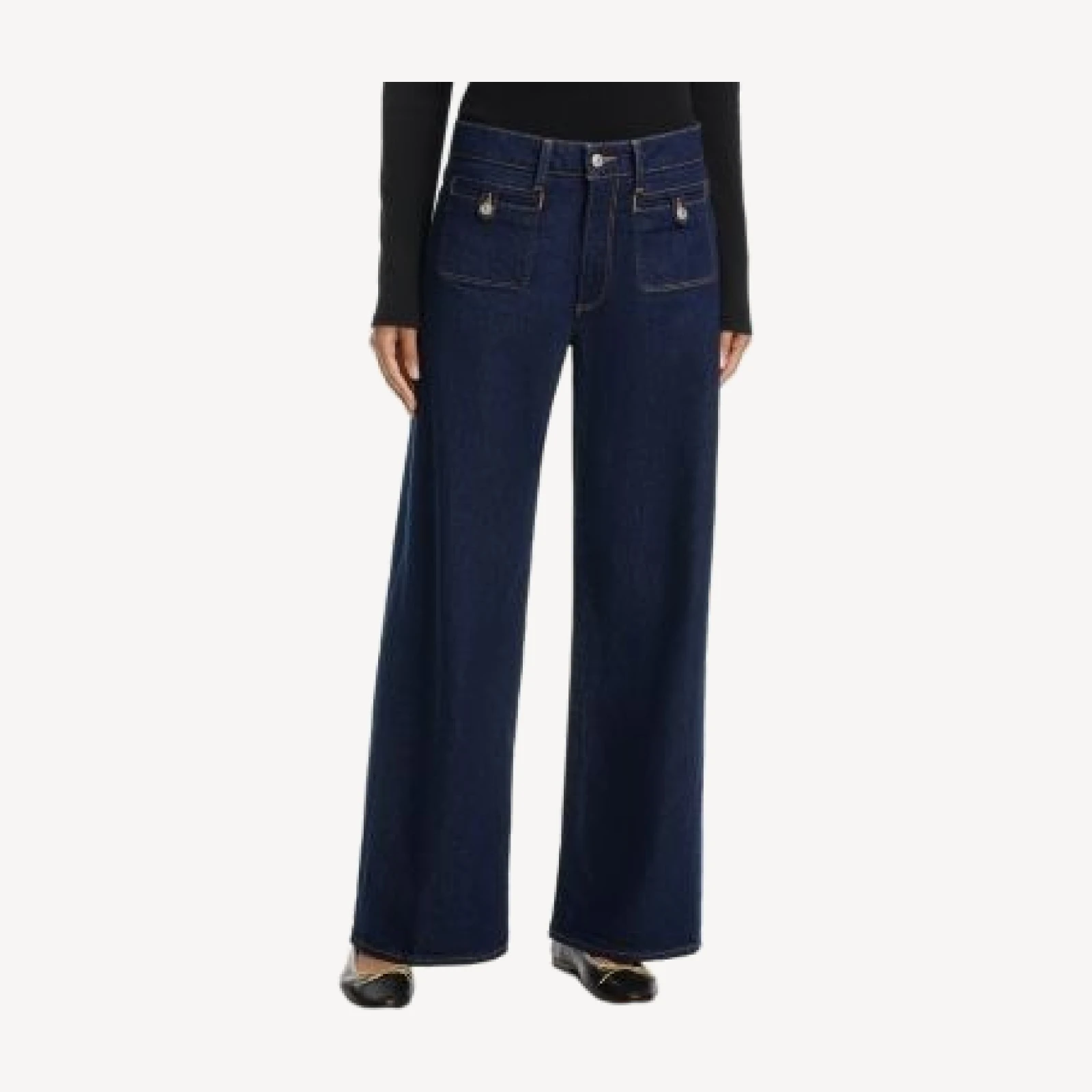 Paige Anessa 31 Welt Stitch Pocket High Rise Wide Jeans in Amora