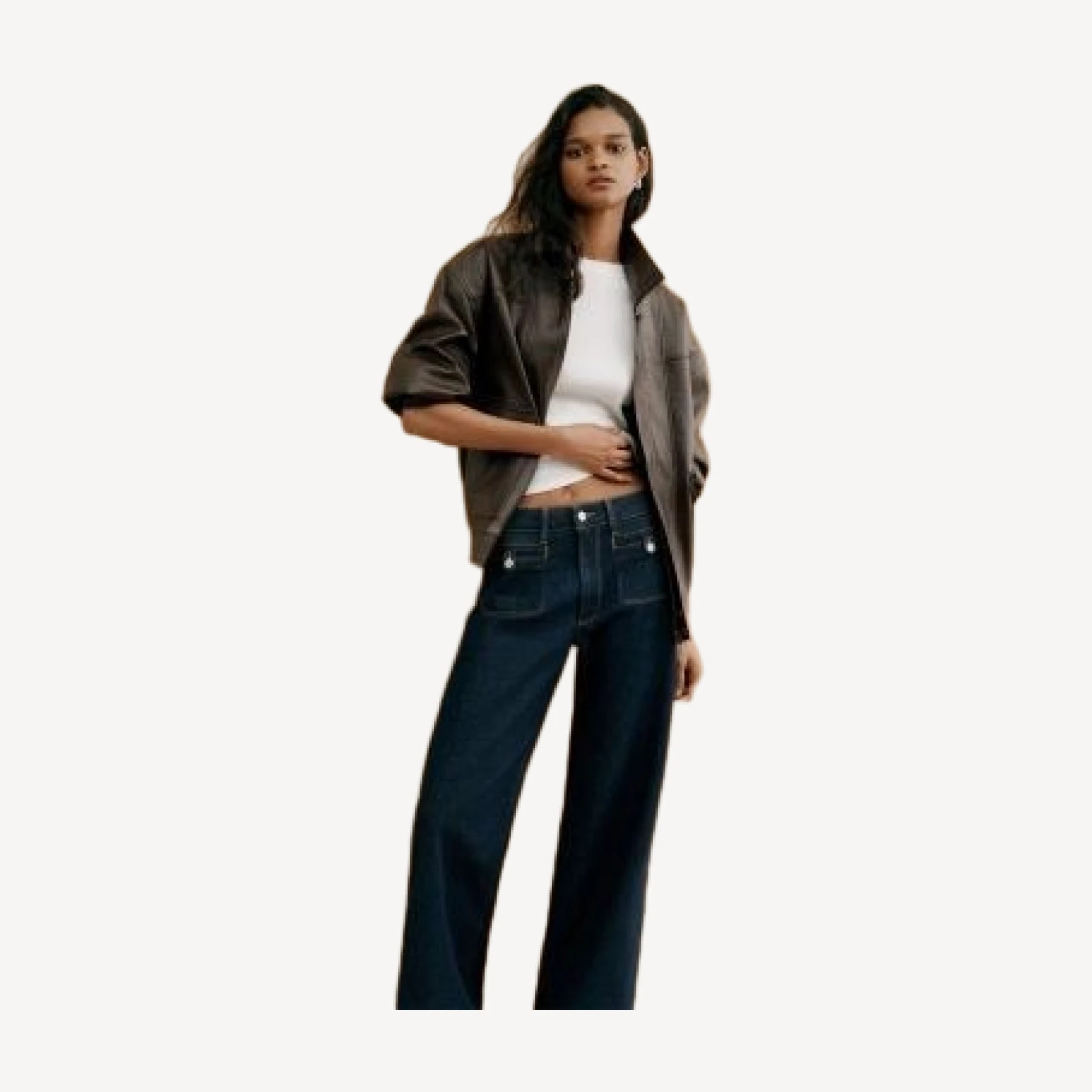 Paige Ashland Faux Leather Bomber Jacket