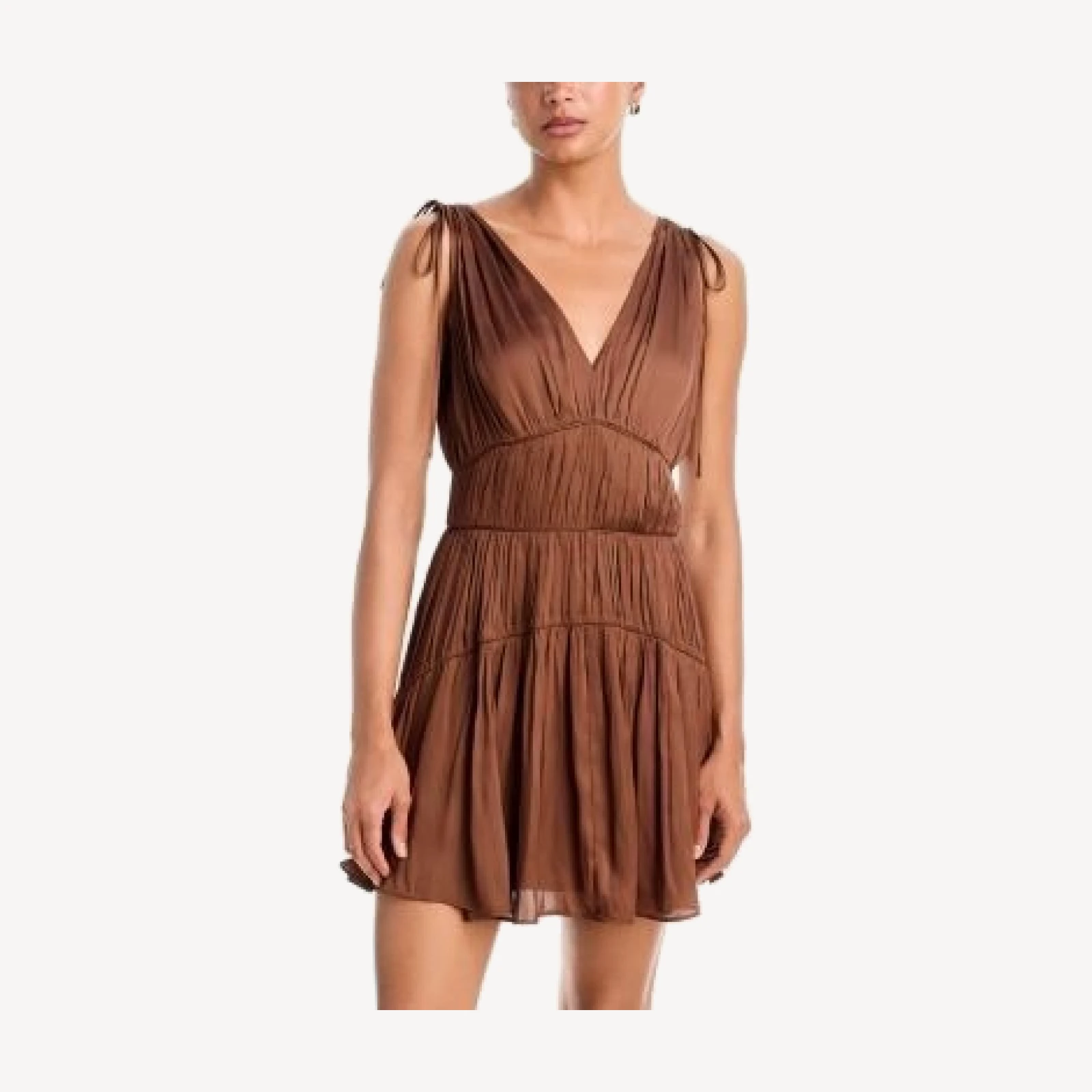 Paige Otis Shirred Satin Mini Dress