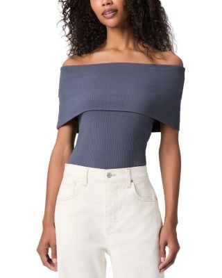 Paige Rosarita Ribbed Off The Shoulder Top