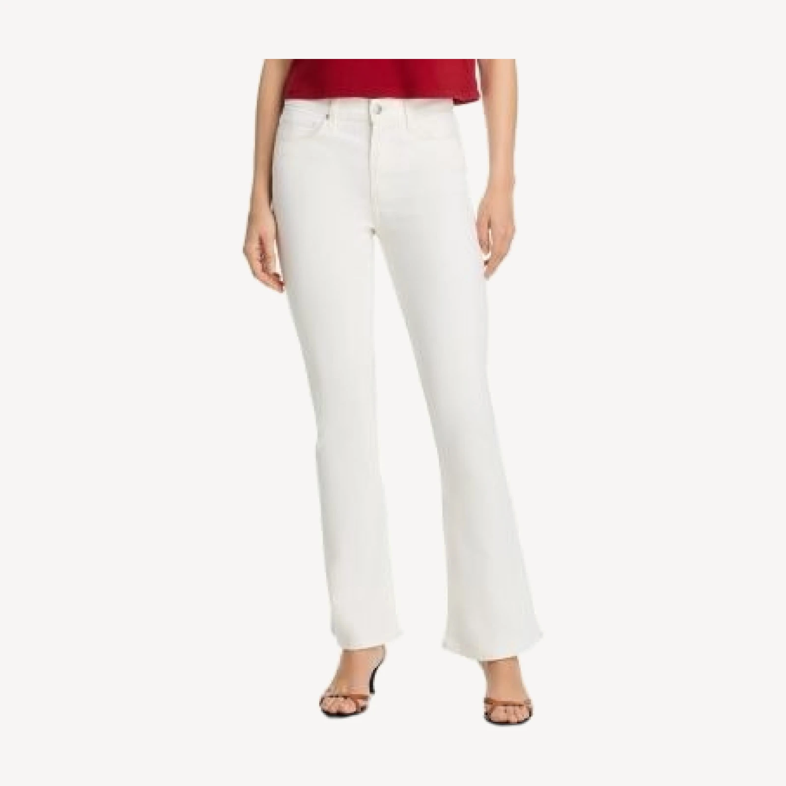Paige Laurel Canyon High Rise Petite Boot Jeans in Tonal Ecru