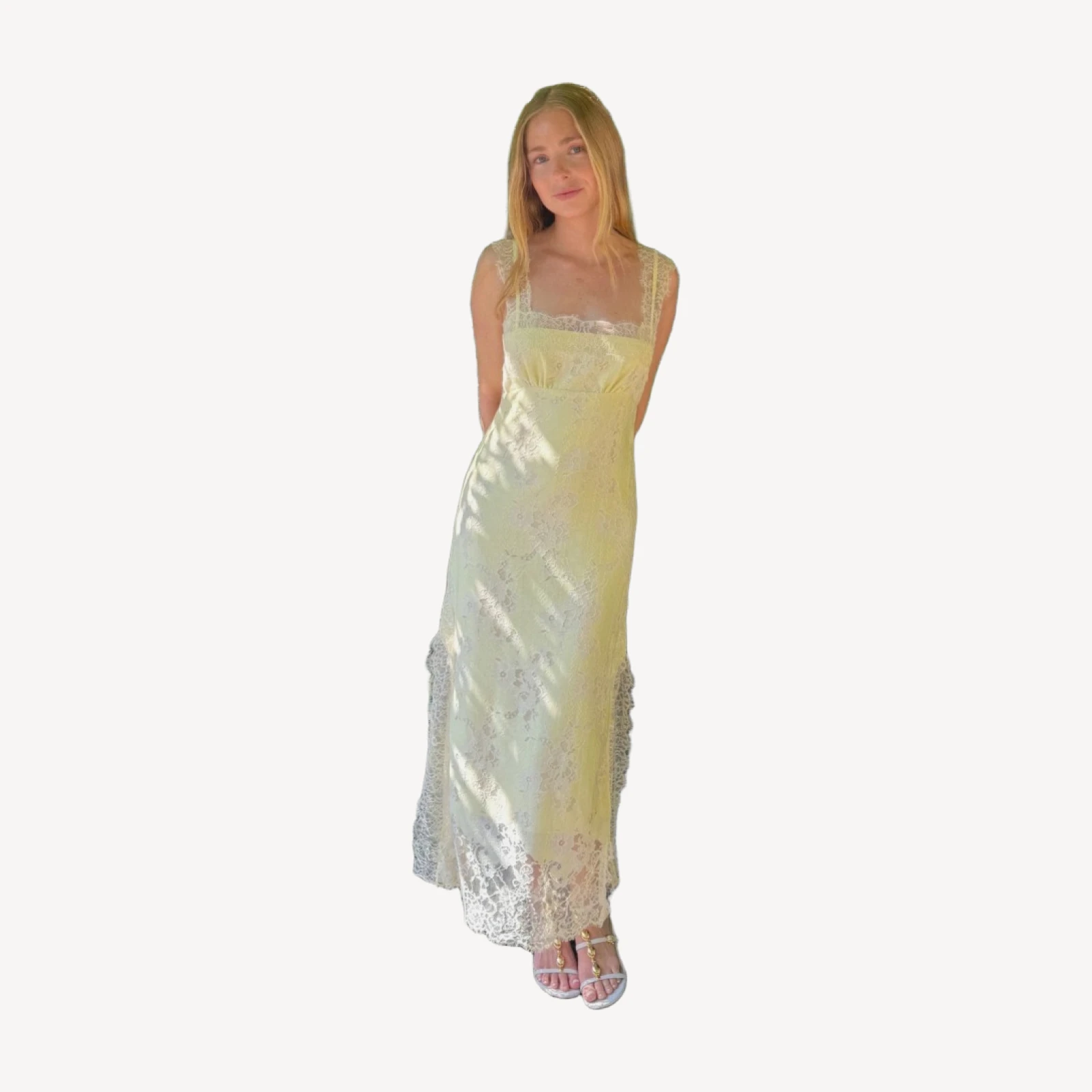 The Alba Dress - Yellow Trailing Lace
