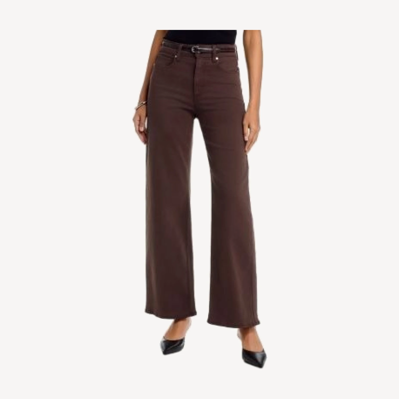 Paige Anessa High Rise Wide Leg Jeans in Rich Chocolate
