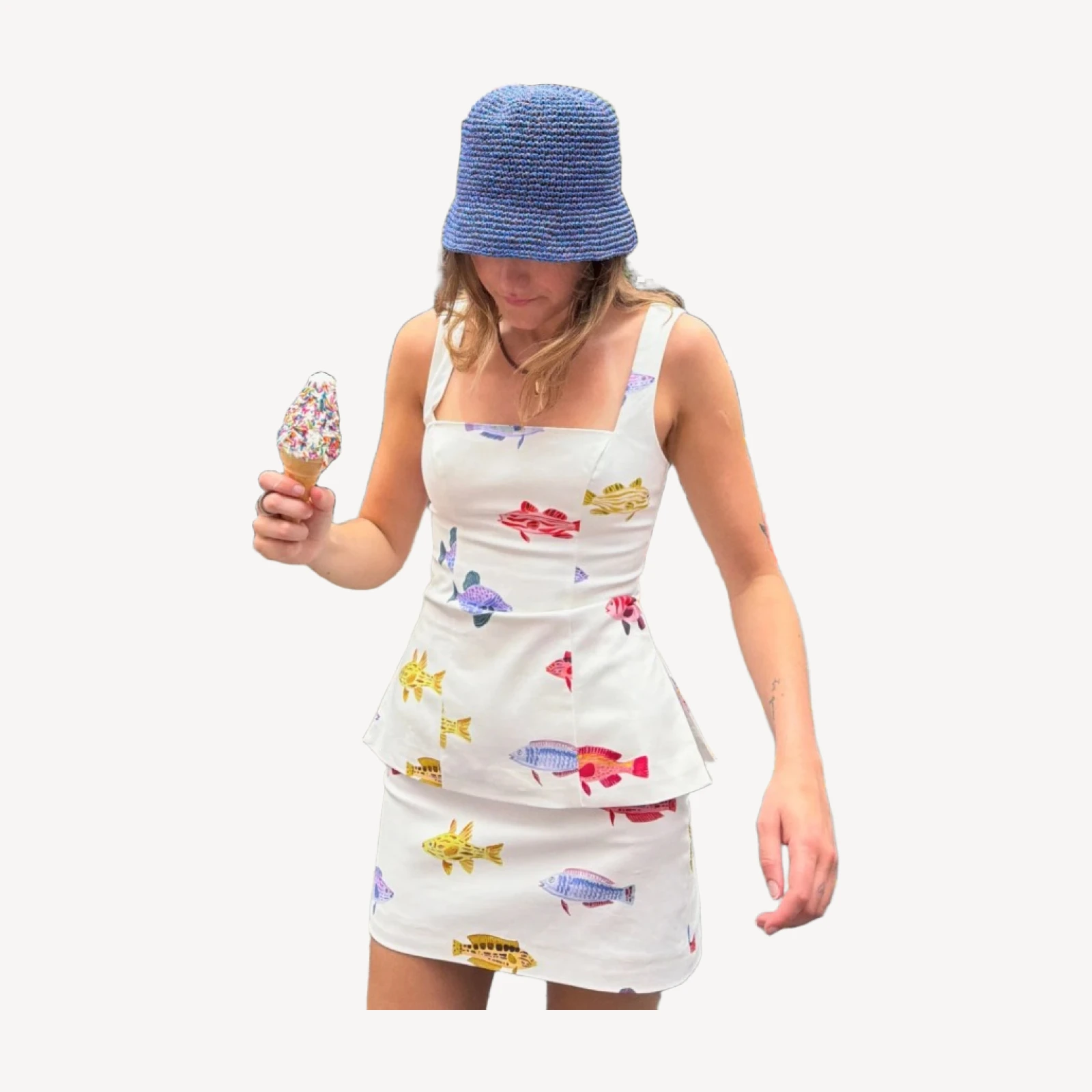 The Emma Top - White Rainbow Fish