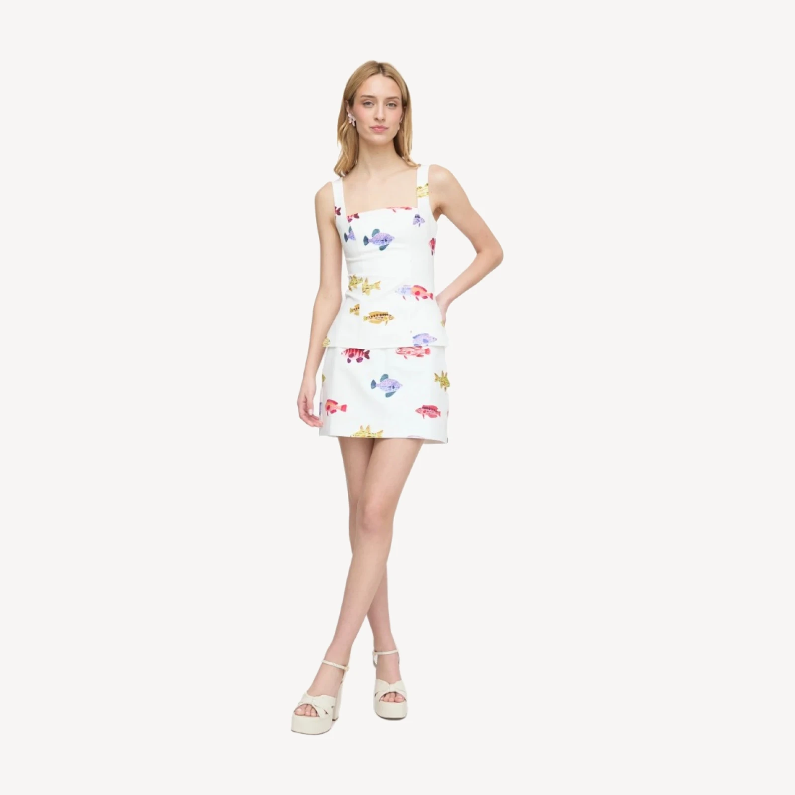 The Hallie Skirt - White Rainbow Fish