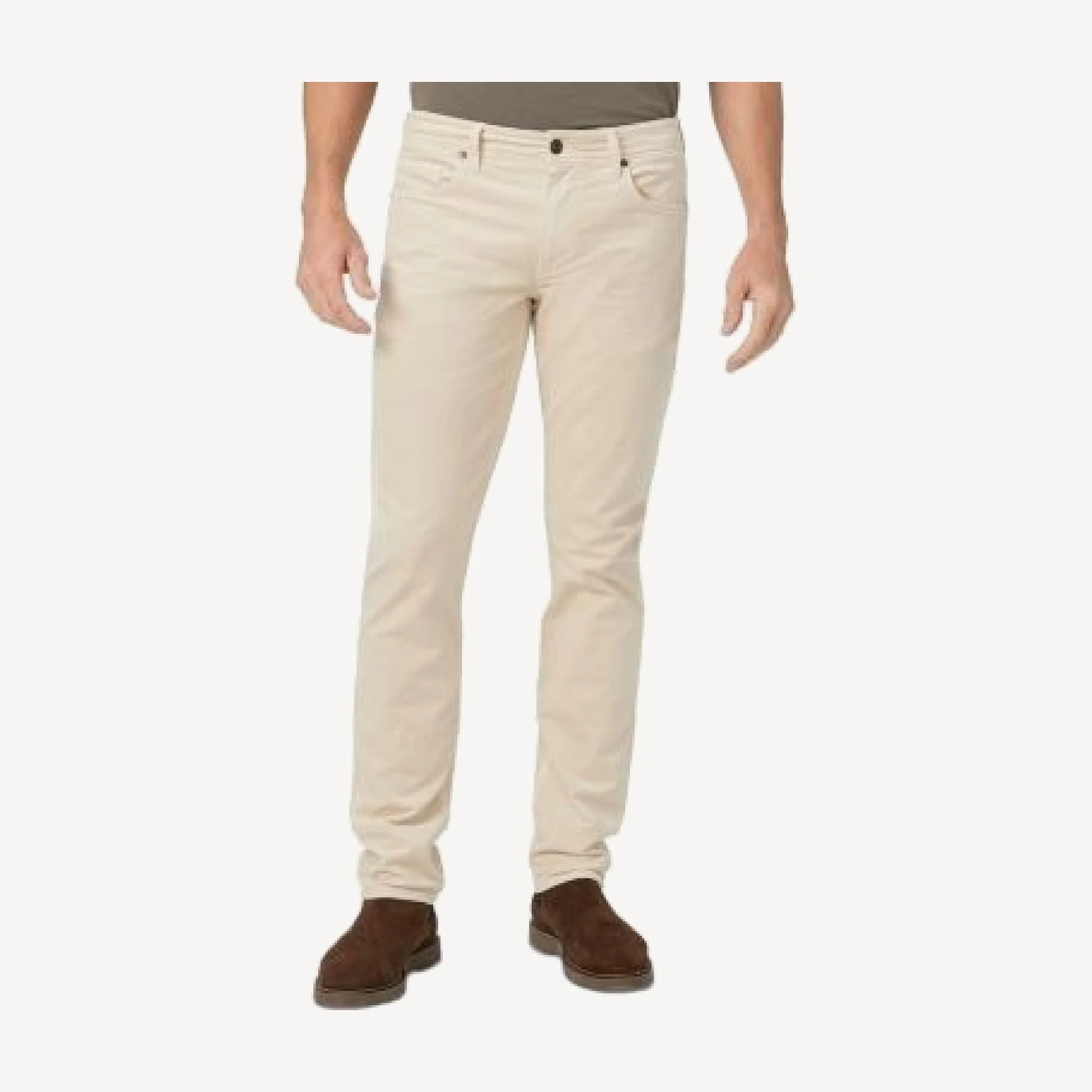 Paige Lennox Slim Fit Cotton Blend 32 Pants in Ivory Cream Cord