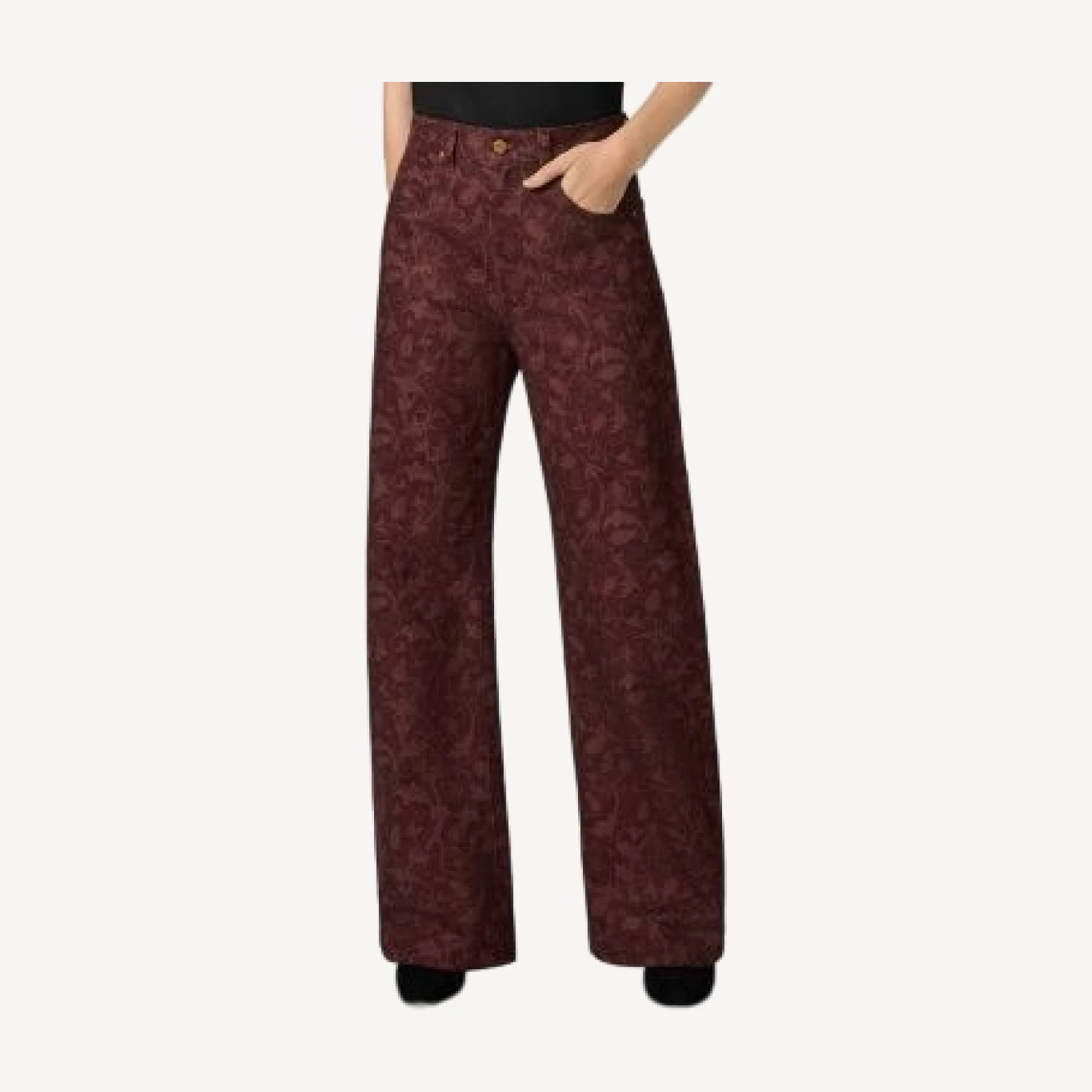 Paige Arellia High Rise Wide Leg Jeans in Etched Tulip Garnet Multi