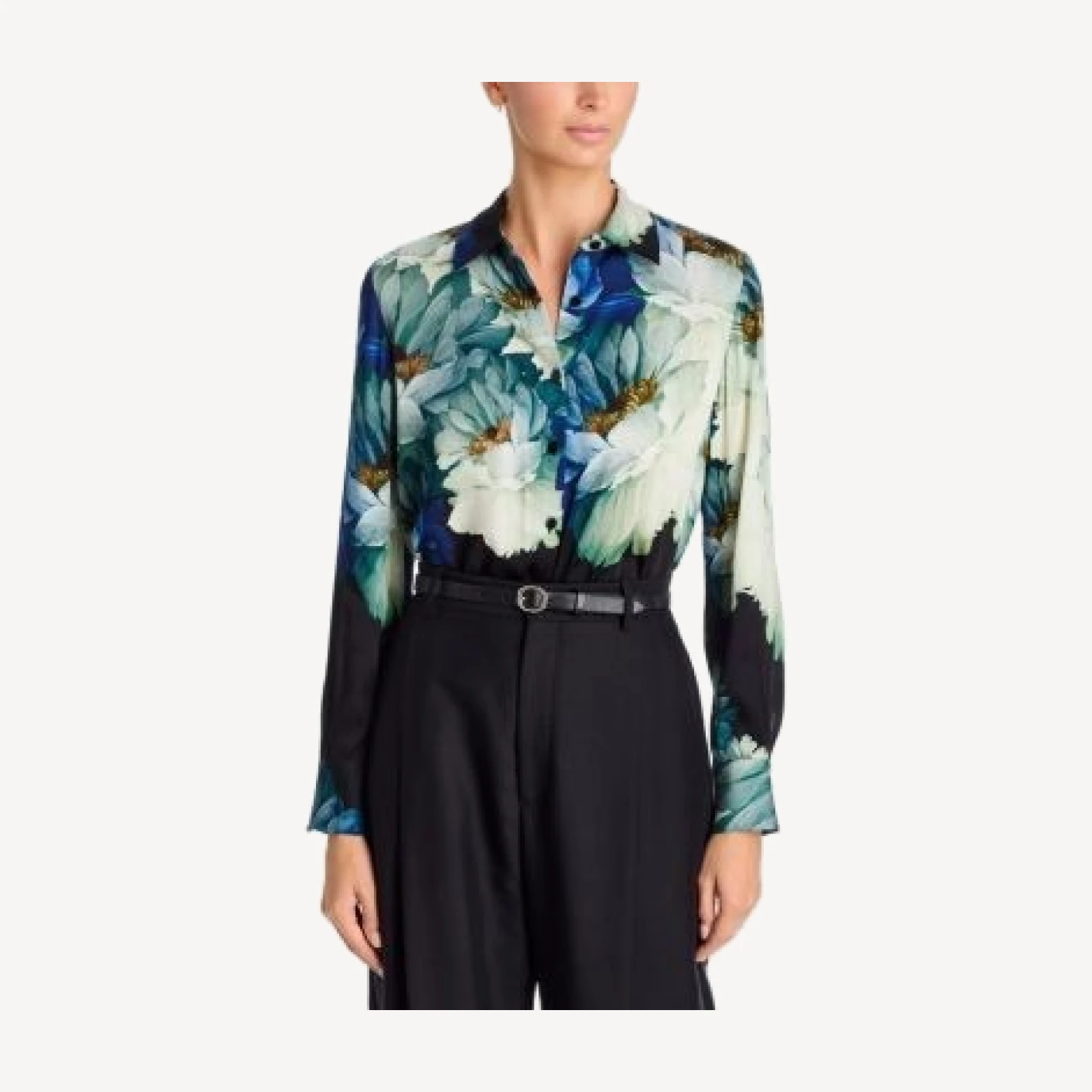 Elie Tahari Madeline Printed Button Front Blouse
