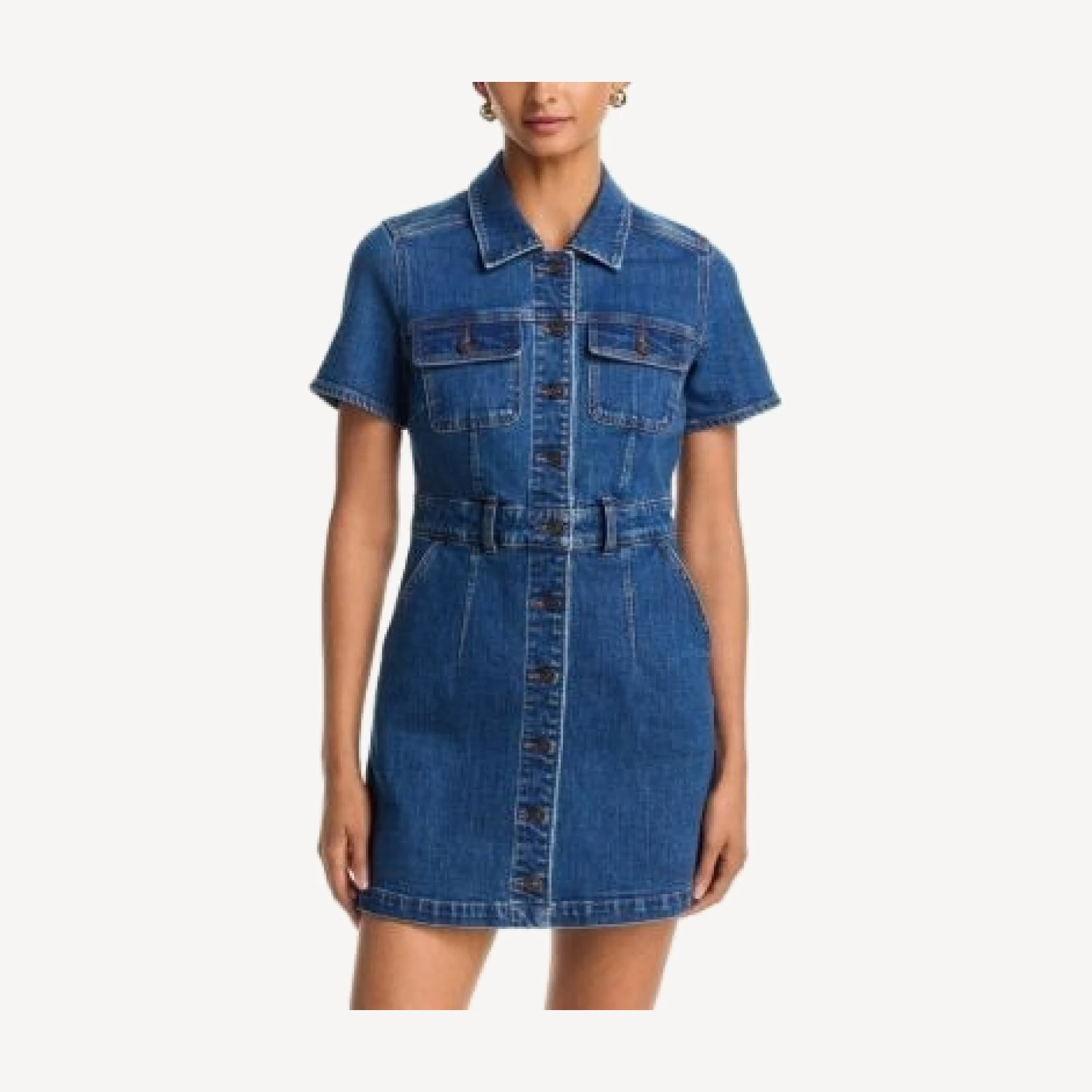Paige Jenny Denim Button Front Mini Dress in Delancey
