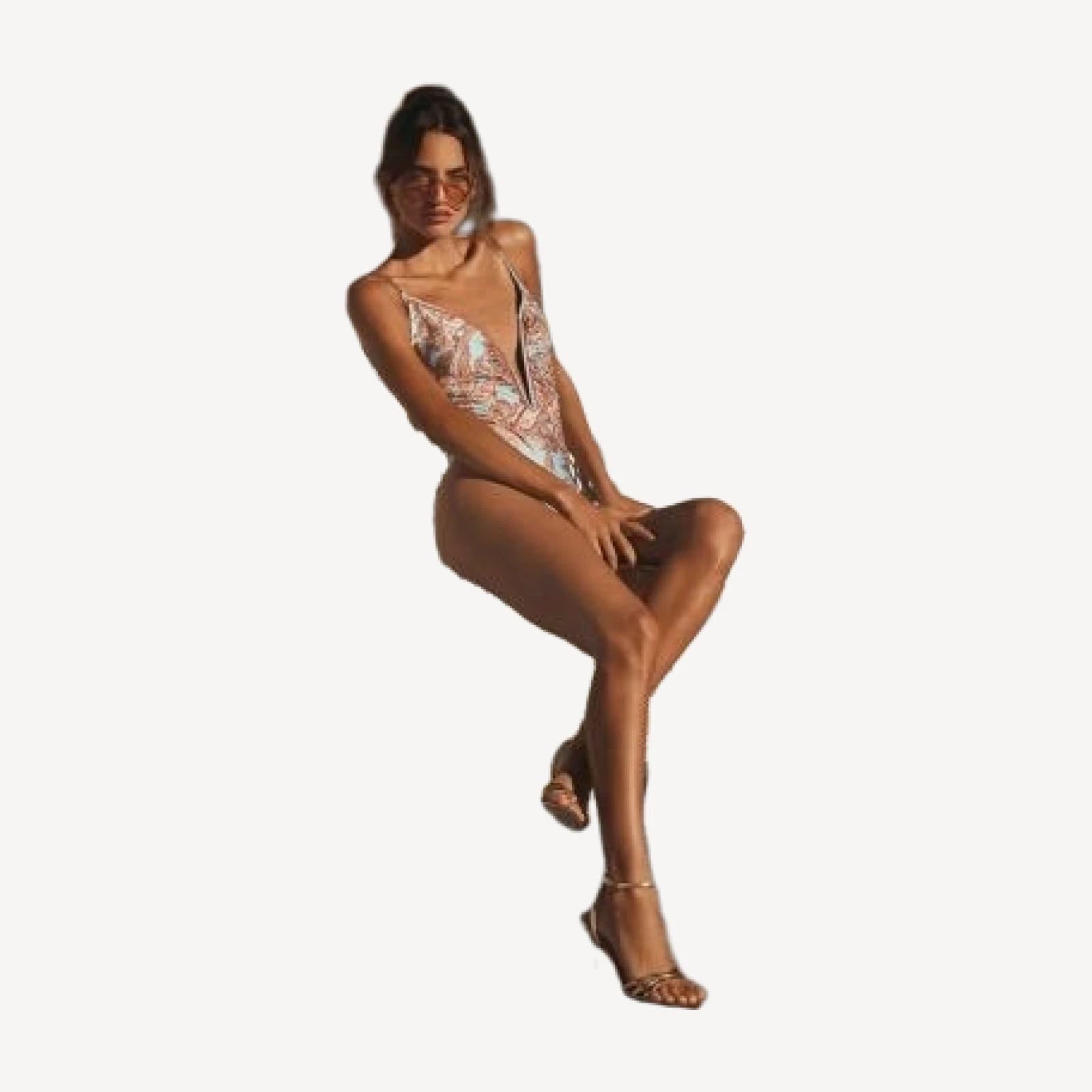 L'Agence Lilou Traditional Paisley Plunge One Piece Swimsuit