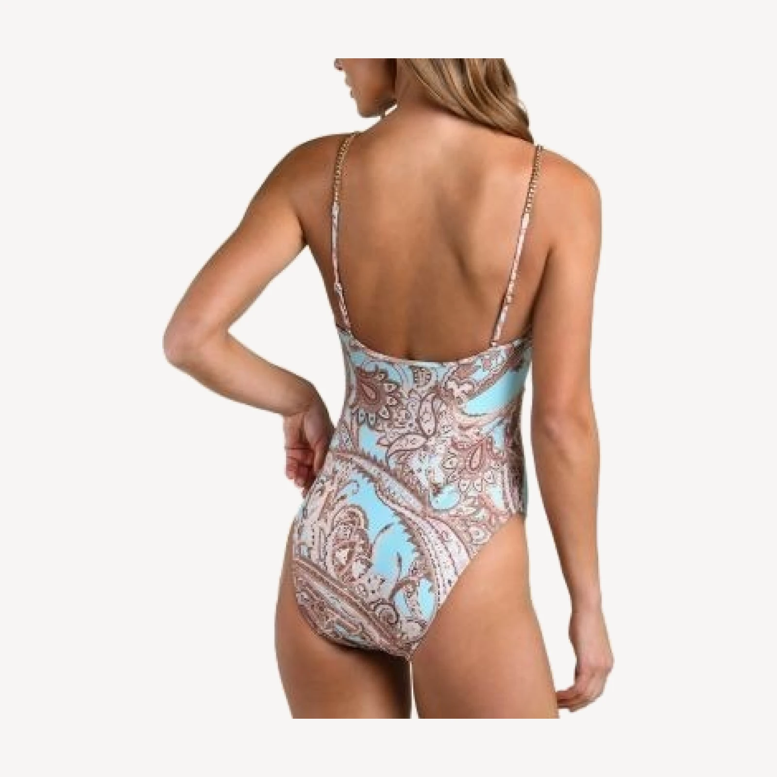 L'Agence Lilou Traditional Paisley Plunge One Piece Swimsuit