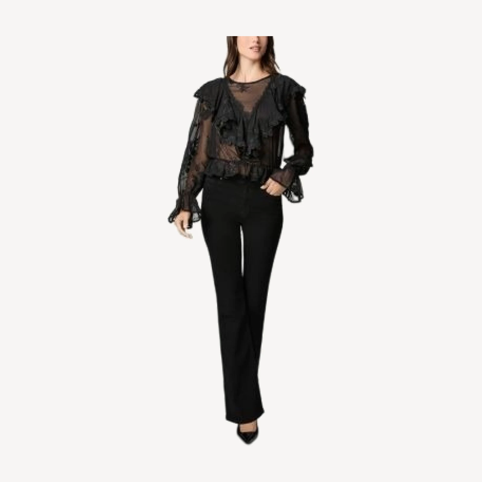 Paige High Rise Laurel Canyon Jeans in Black Shadow