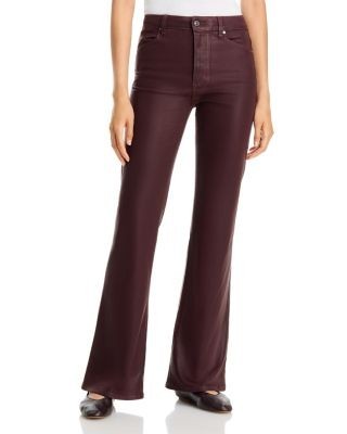 Paige Sofia Mid Rise Flared Jeans in Wild Mulberry Coated