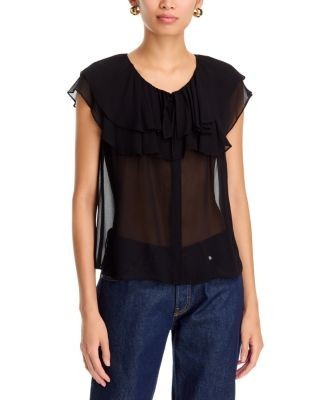 Paige Lucia Sheer Ruffled Blouse