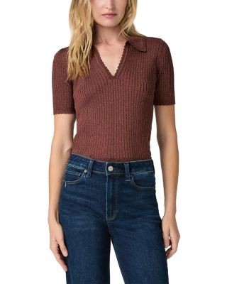Paige Una Cotton Blend Ribbed Knit Top