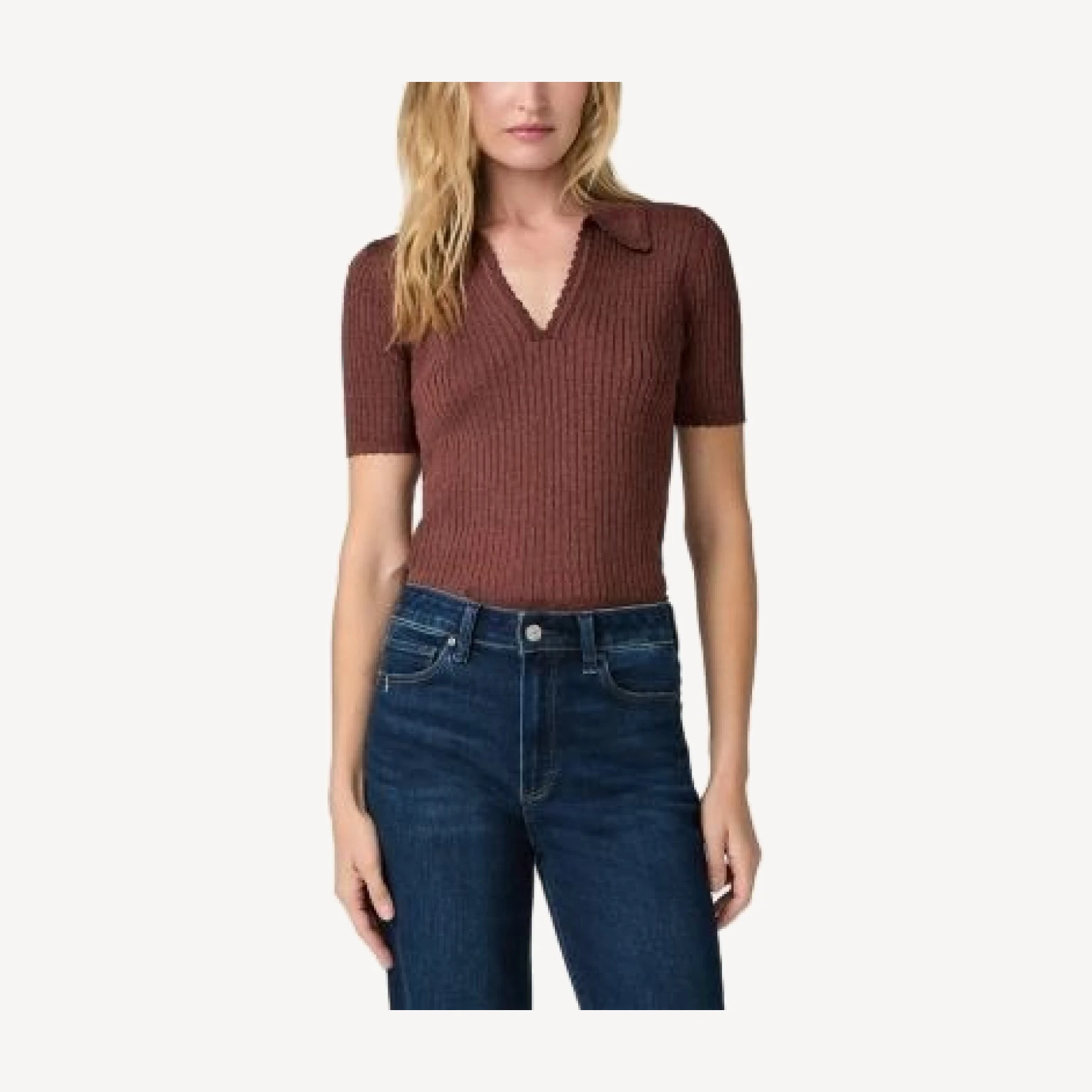 Paige Una Cotton Blend Ribbed Knit Top
