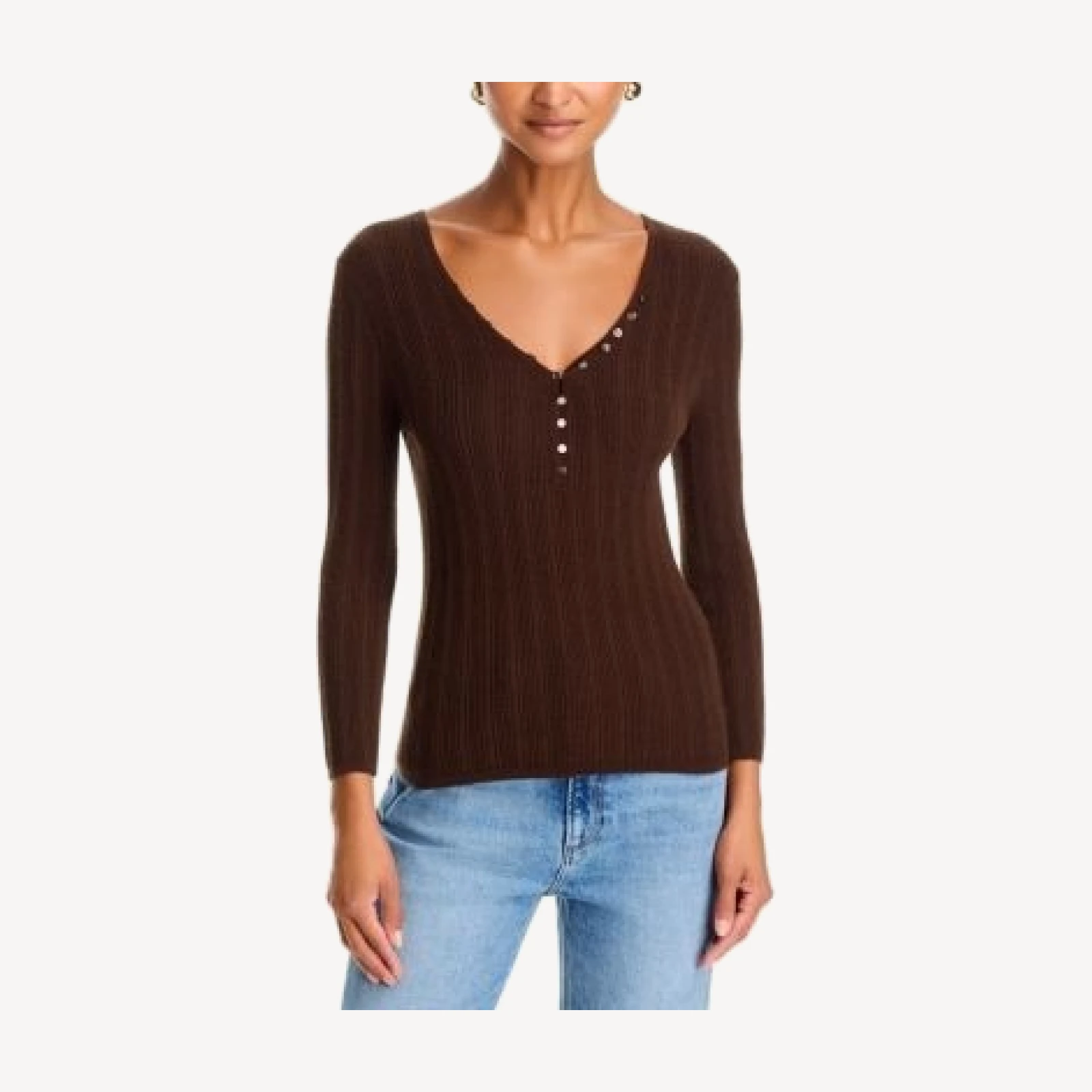 Paige Ginnette Ribbed Henley Top