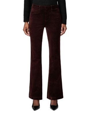 Paige Laurel Canyon High Rise Velvet Bootcut Jeans in Burgundy