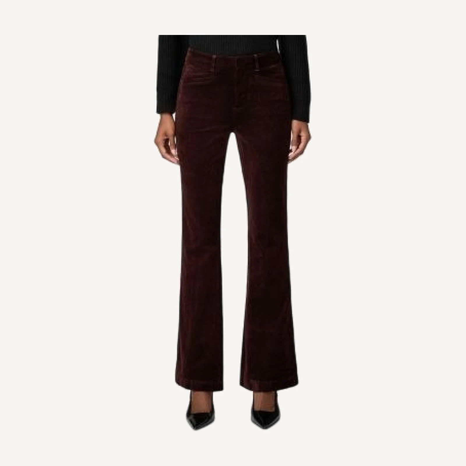 Paige Laurel Canyon High Rise Velvet Bootcut Jeans in Burgundy