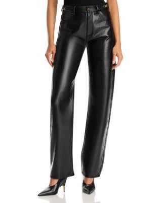 Paige Emilie Leather Blend Novelty Waist Jeans in Black