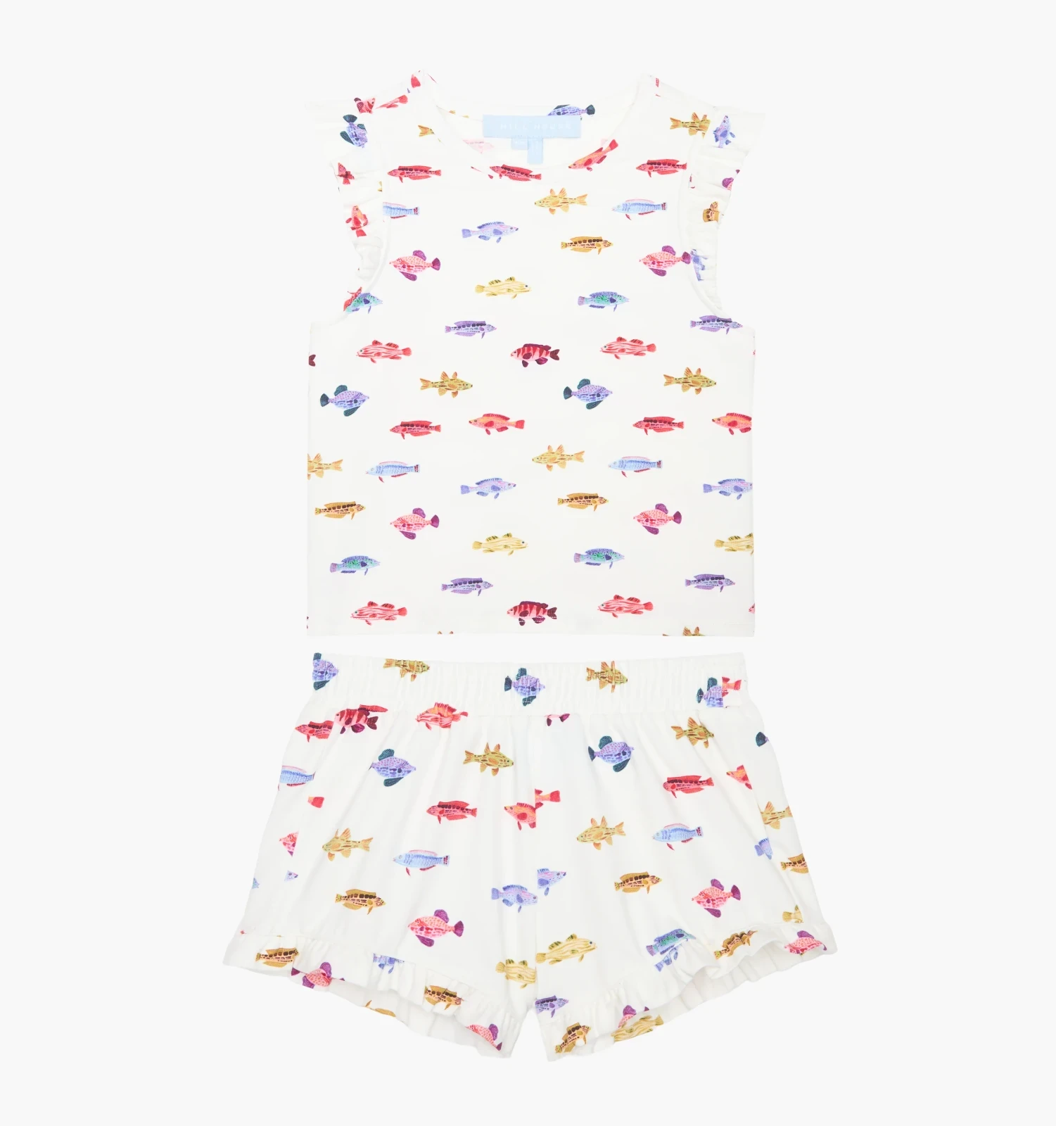 The Tiny Lala Short Set - White Rainbow Fish