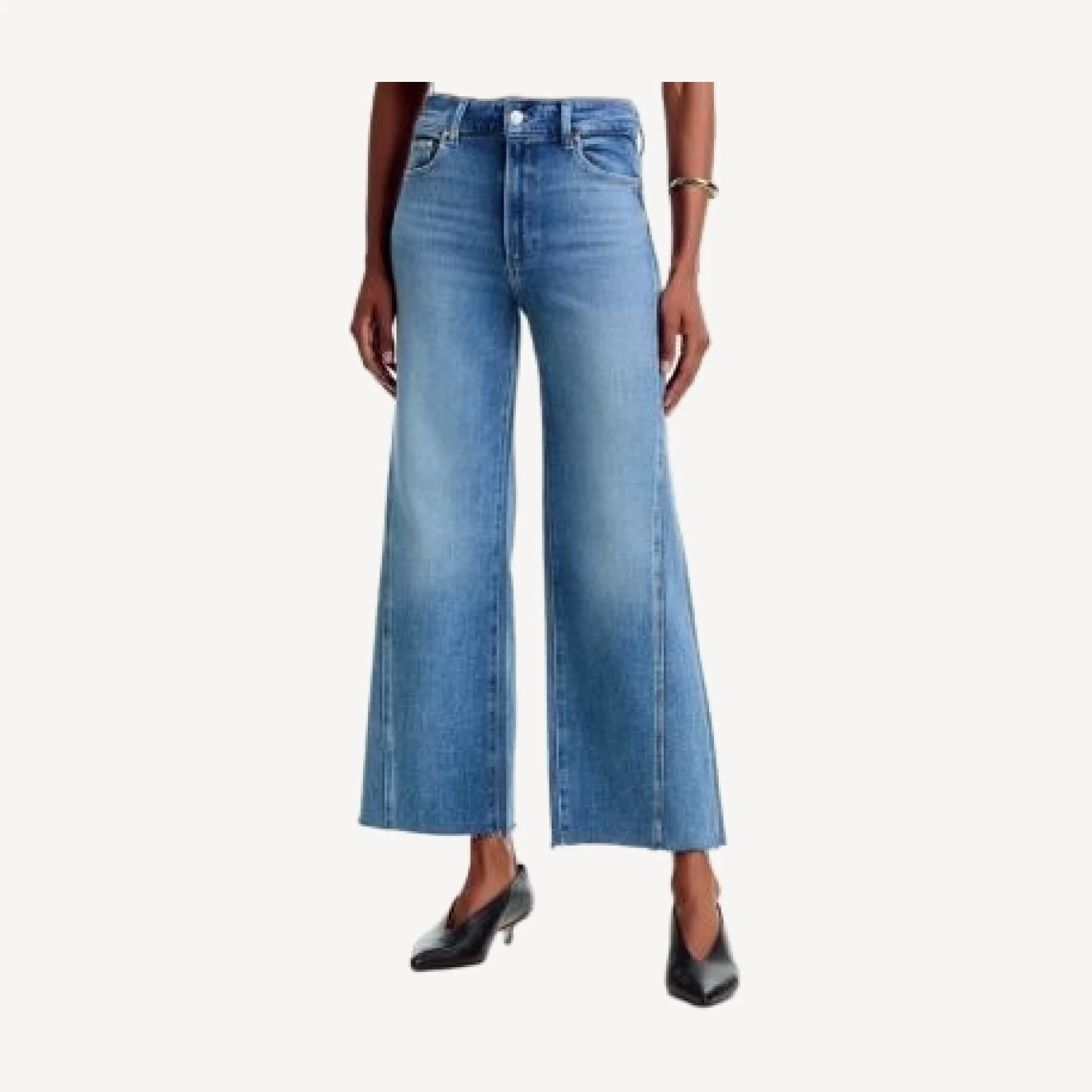 Paige Anessa 28 High Rise Petite Wide Leg Jeans in Showtime