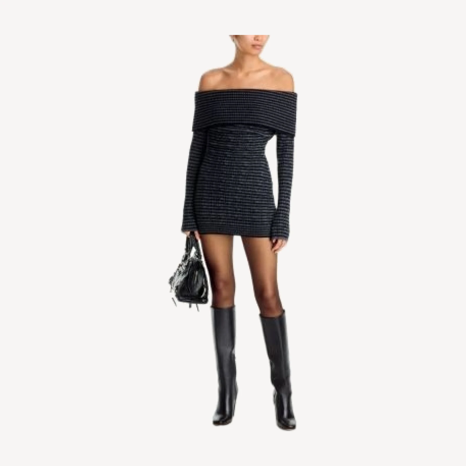 Guizio Noelle Off-the-Shoulder Knit Dress