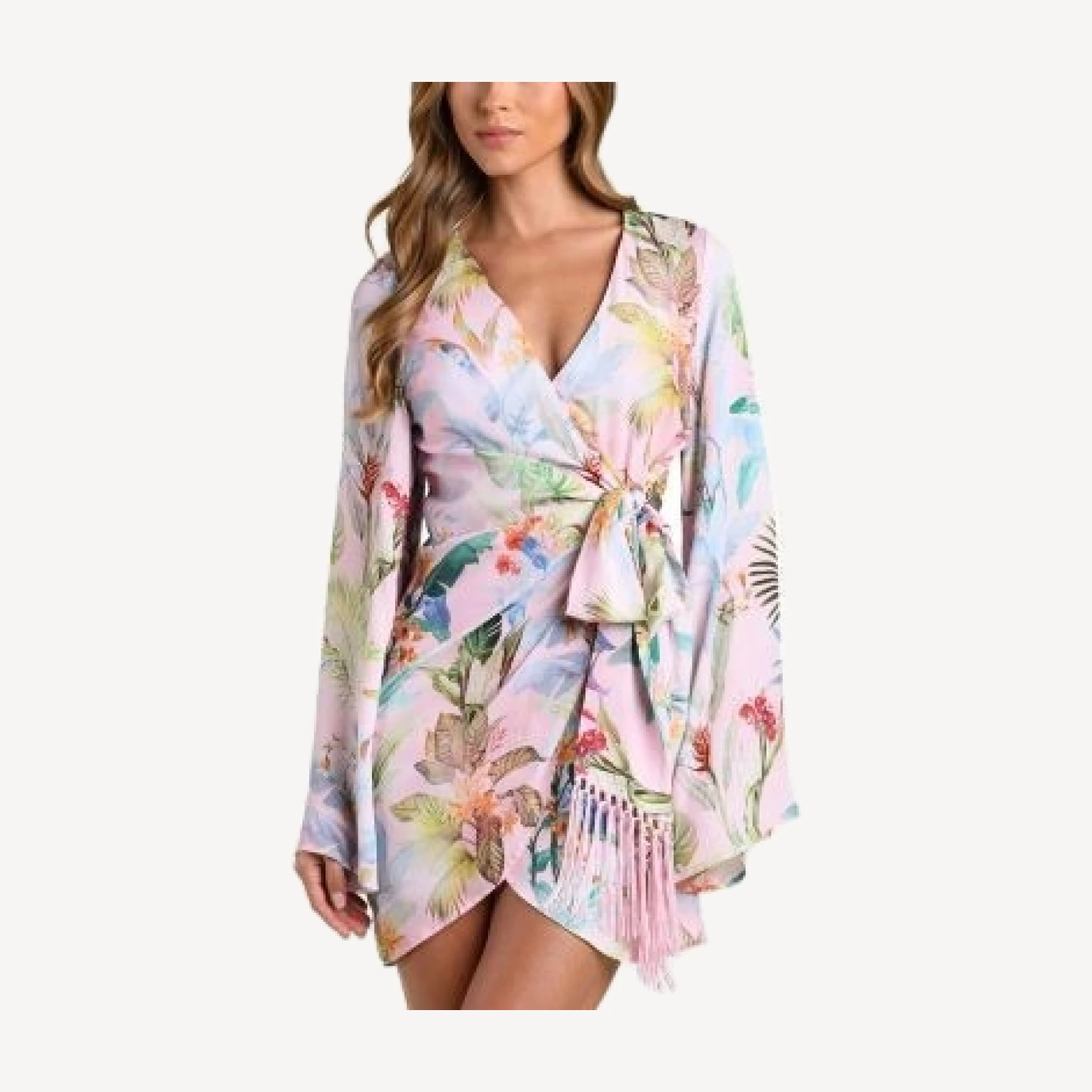 L'Agence Kohima Colorful Palm Mini Cover-Up Dress