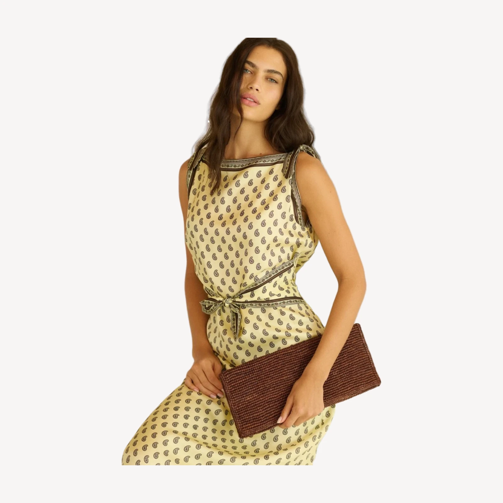 MURIEL CLUTCH -- MARRON RAFFIA