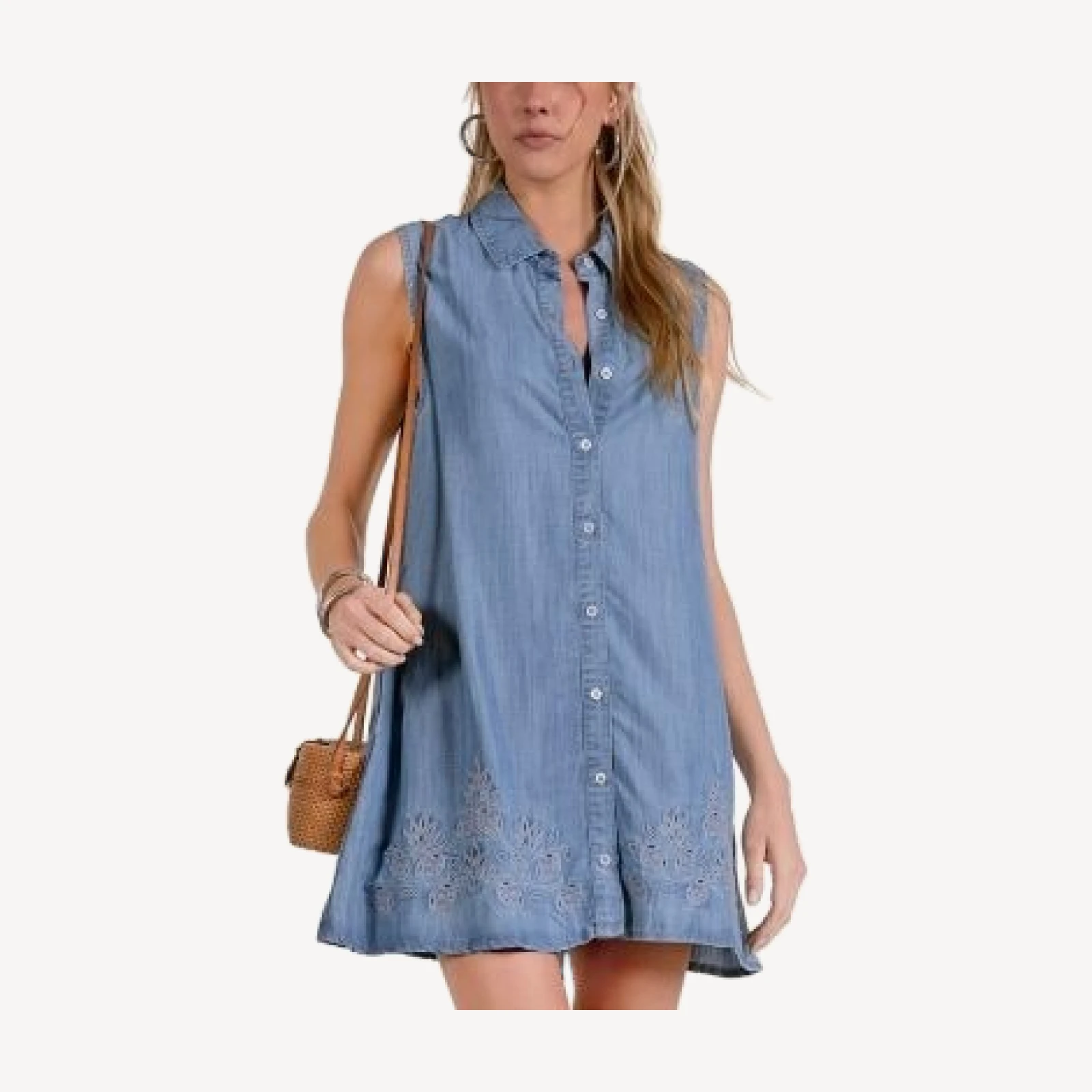 Elan Chambray Sleeveless Shirtdress