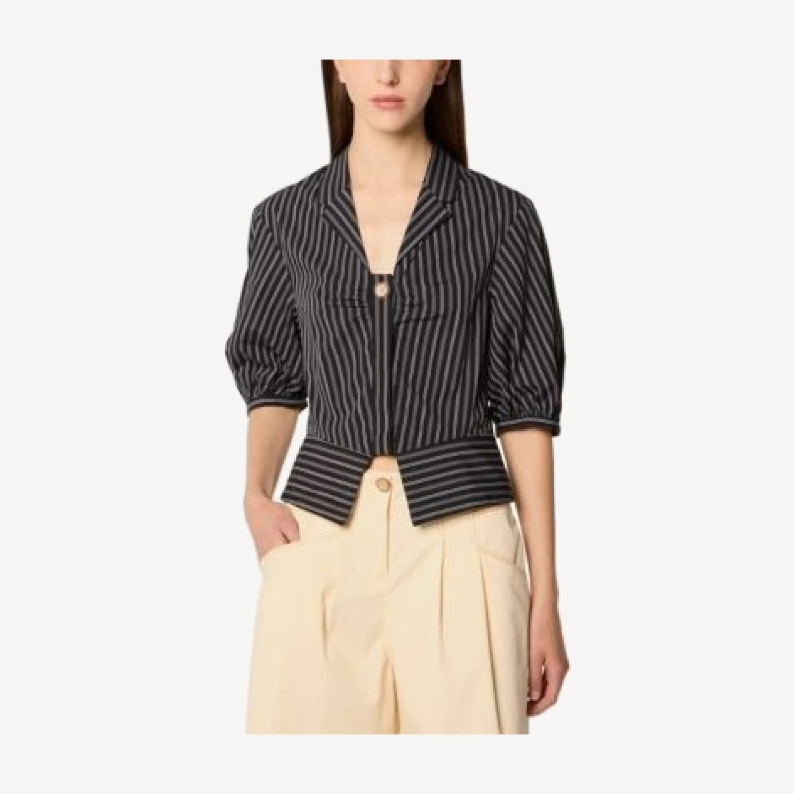 TRESSE Cropped Shirt with Puff Sleeves
