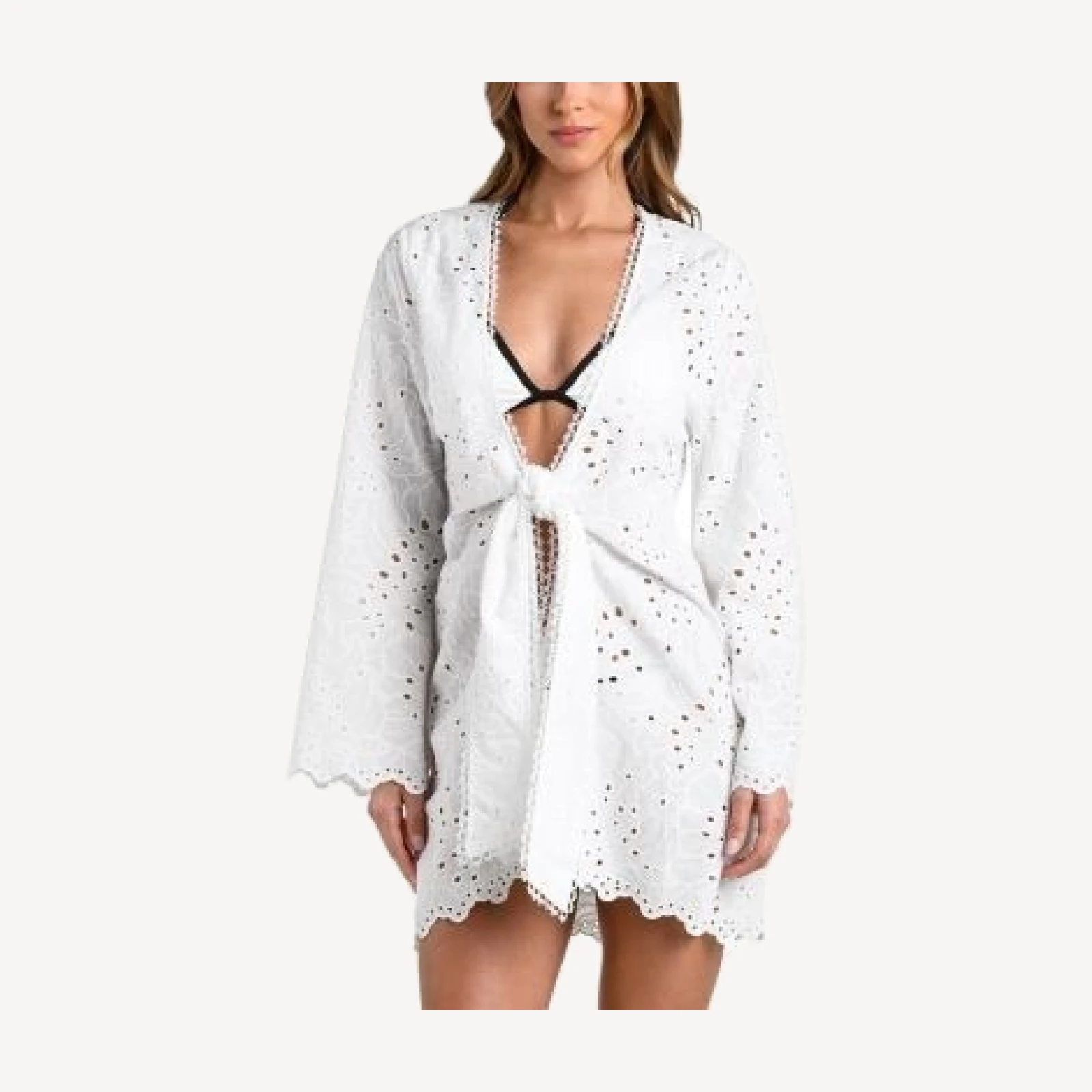 L'Agence Navaeh Monstera Eyelet Kimono Cover-Up