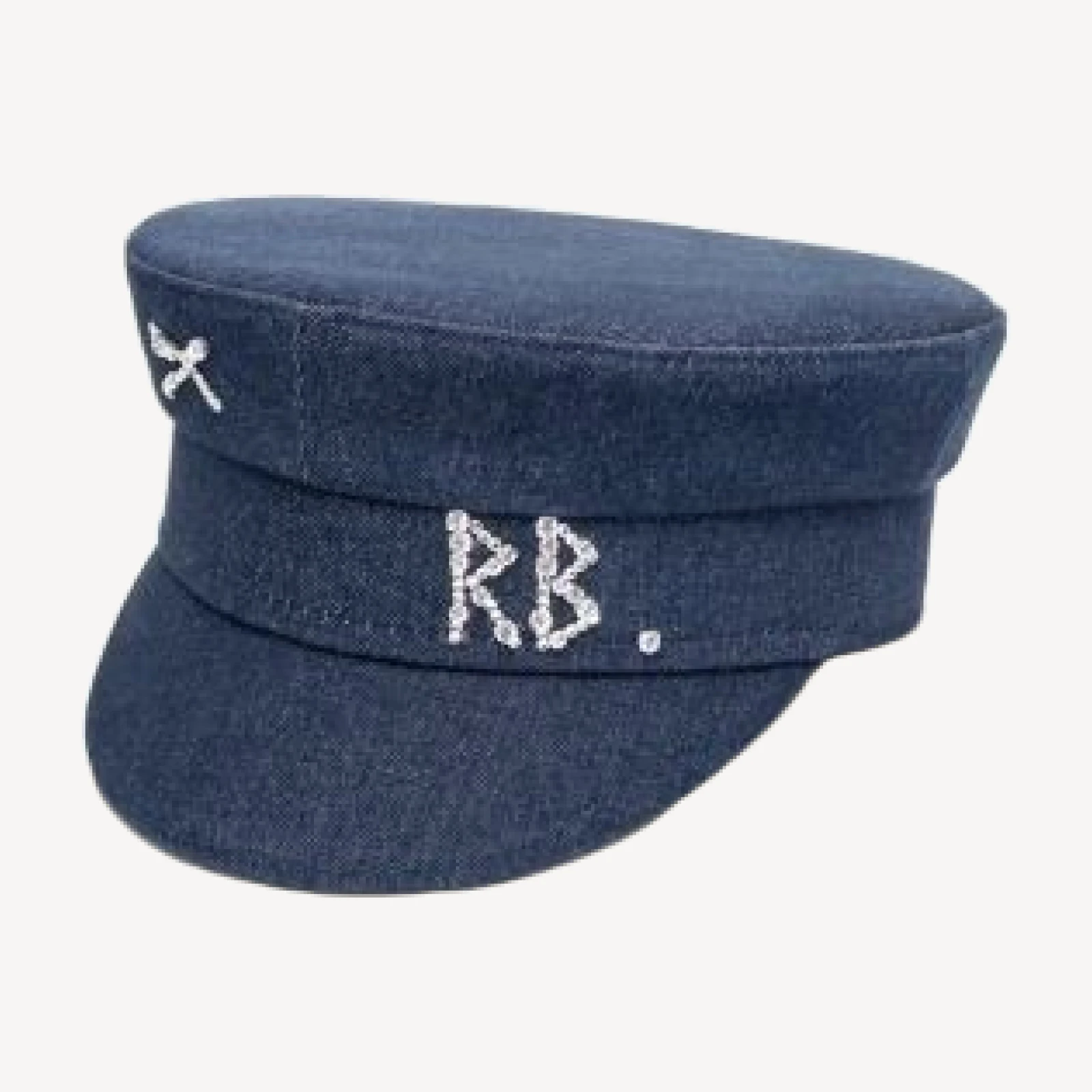 Ruslan Baginskiy Embellished Navy Blue Baker Boy Cap